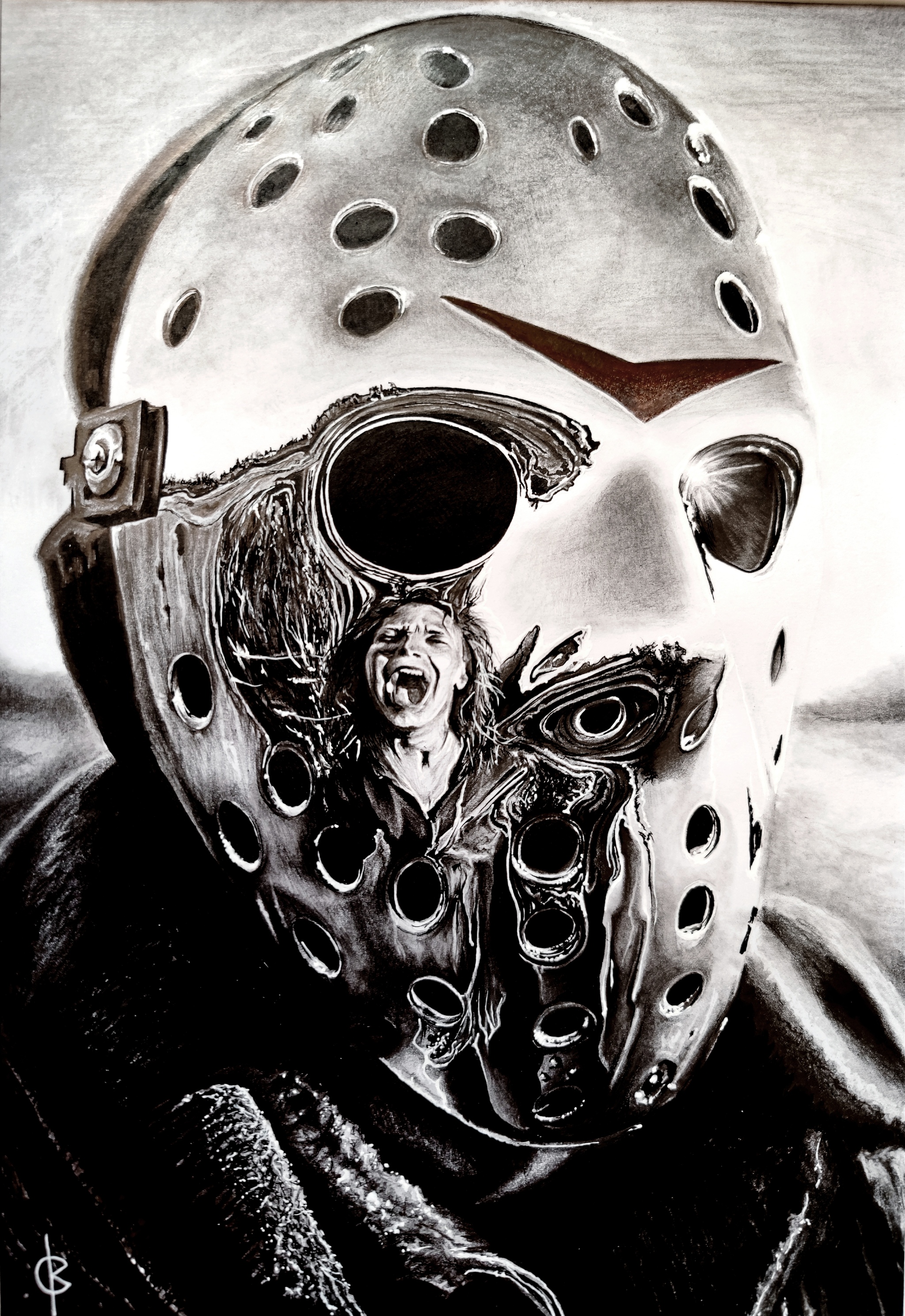 Welcome to Cristal Lake - My, Pencil drawing, Liner, Friday the 13th, Jason Voorhees