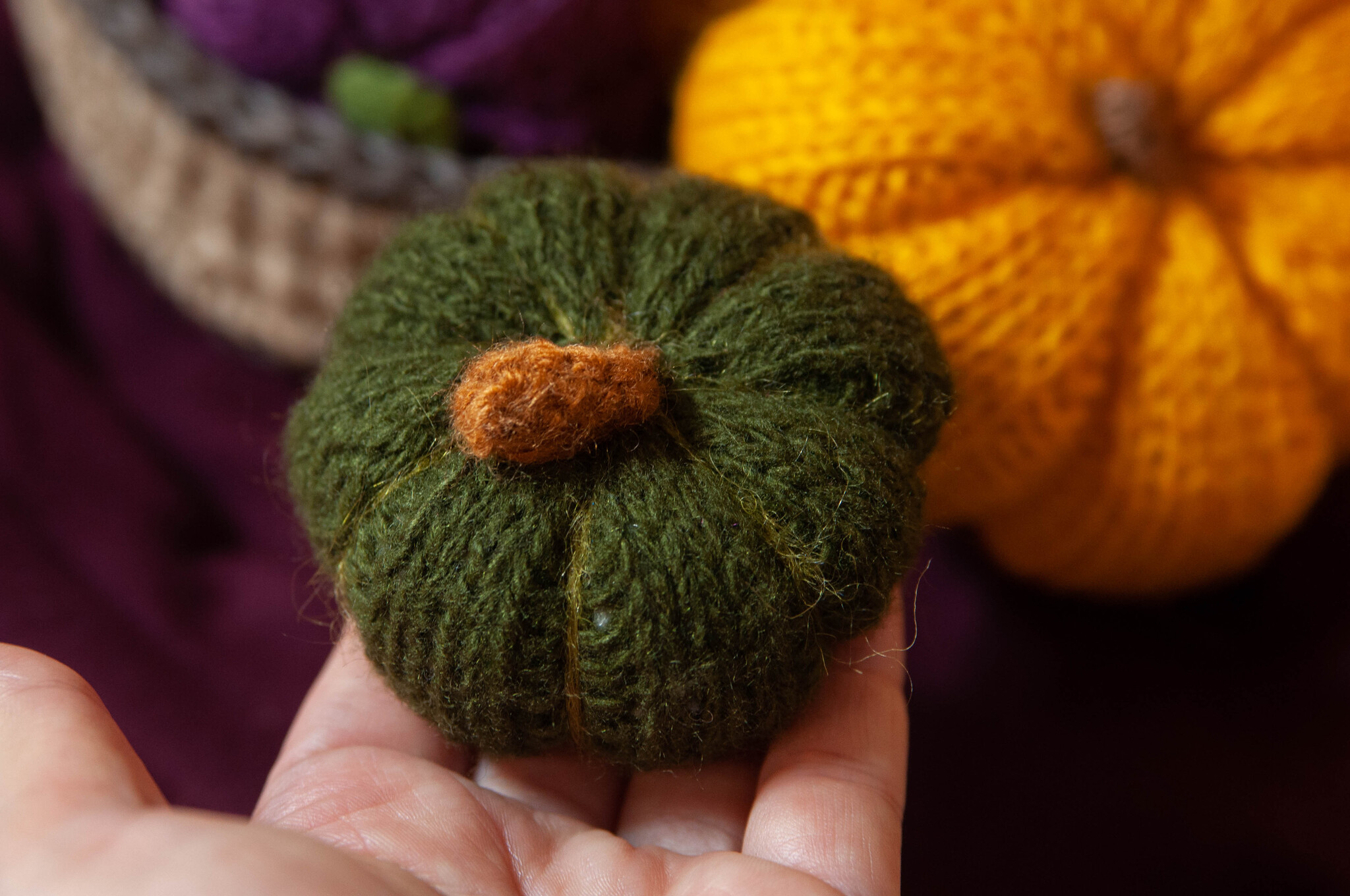 Cozy knitted pumpkins made of natural wool - My, Decor, Autumn, Pumpkin, Interior toy, Needlework, Decoration, Baskets, Handmade, Needlework without process, Presents, Interior Design, Longpost