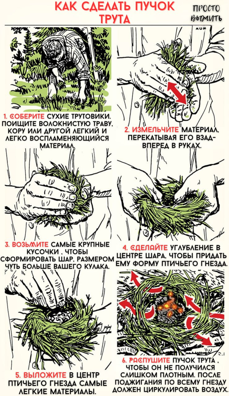 Инструкция по созданию трута корзина - Обучение, Выживание, Корзина, Природа, Лес, Как?, Инфографика, Материал, Трутовик, Путешествия, Поход, Воздух, Лайфхак, Легко