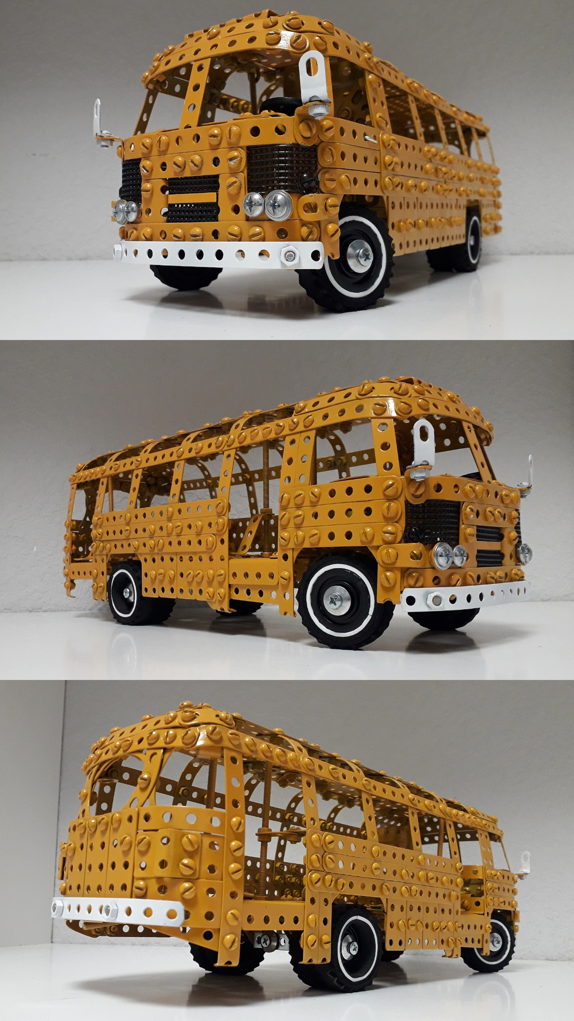 PAZ-672 from a metal construction set in progress - My, Groove, Bus, Retro, Modeling, Constructor, Metal constructor