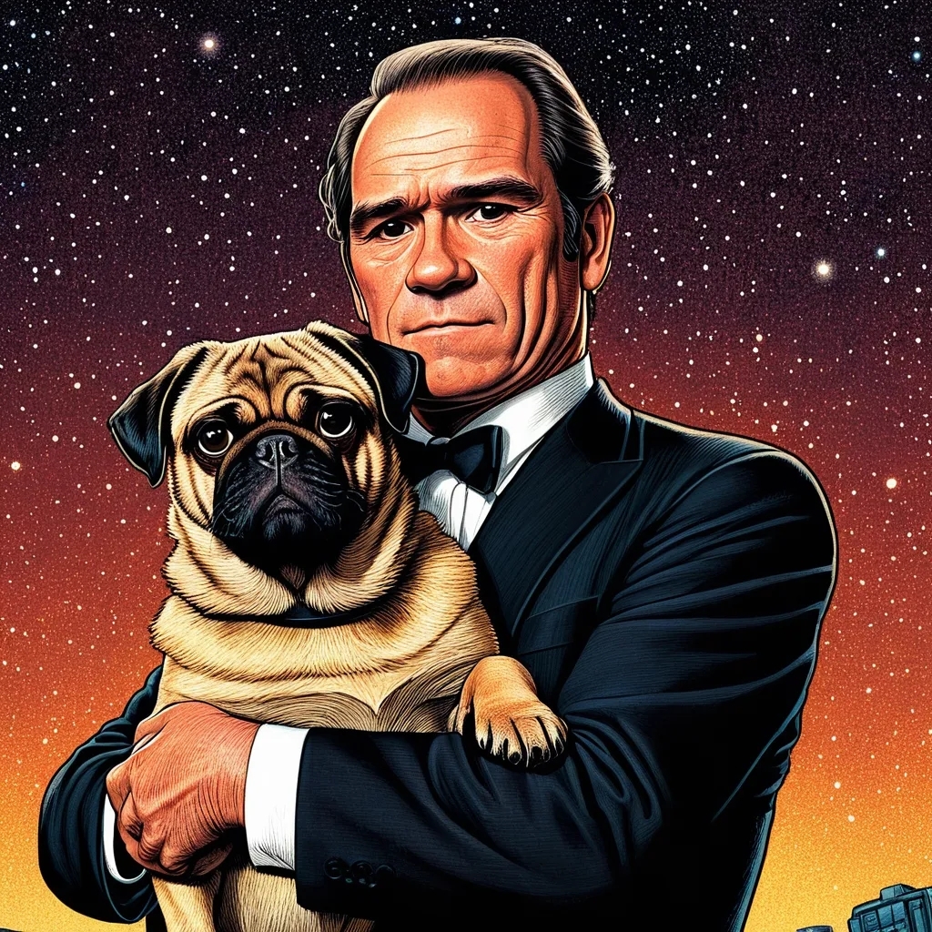 Tommy Lee Jones was born on September 15, 1946. - My, Neural network art, Pinanoc, Portrait, Tommy Lee Jones, Birthday, Agent Kay, Men in Black