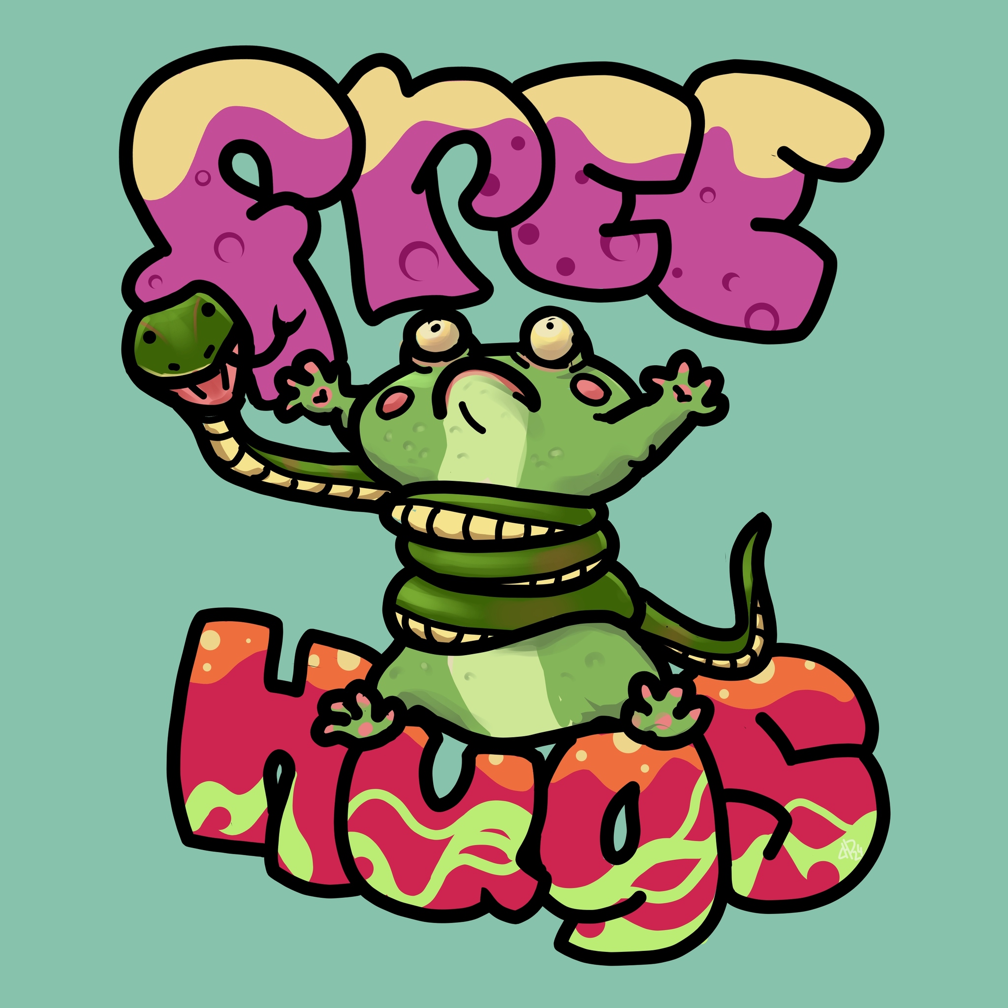 I'll hug you - My, Drawing, Krita, Snake, Python, Toad, Frogs, Hugs, It Is Wednesday My Dudes