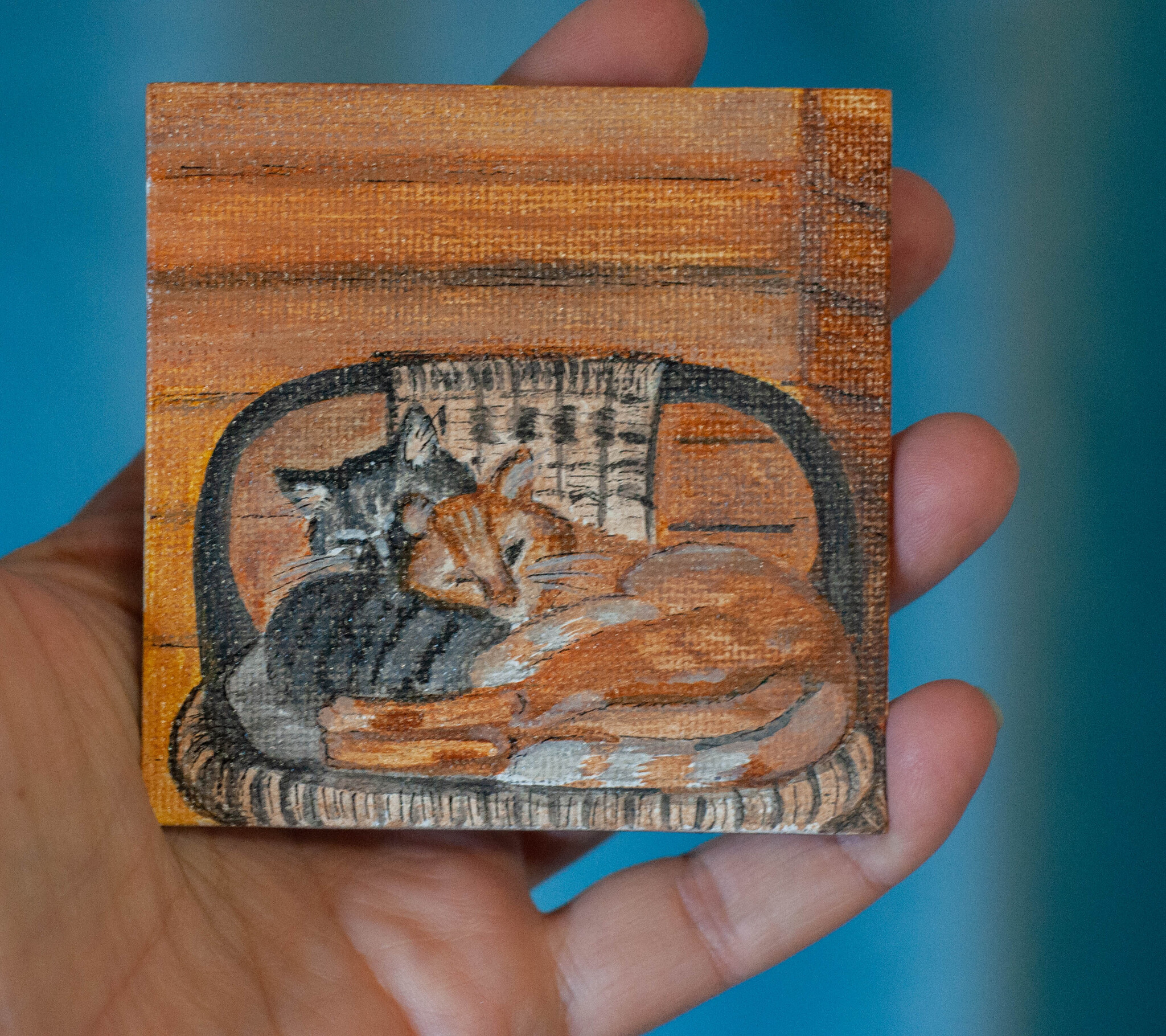 Portrait magnet with soulful cats - My, cat, Fluffy, Pet the cat, Cosiness, Cat lovers, Painting, Portrait by photo, Souvenirs, Decor, Magnets, Longpost