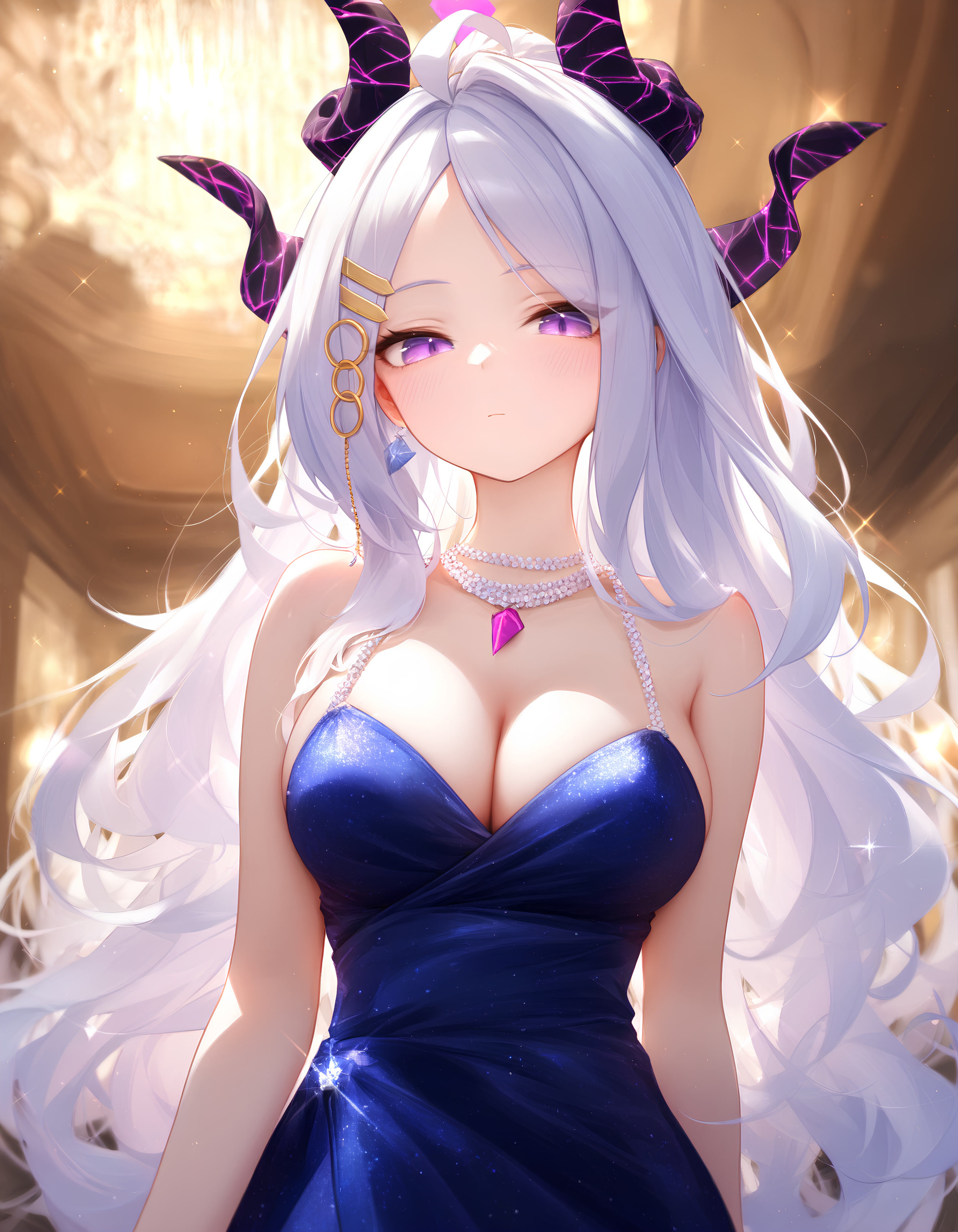 Horney - Boobs, Neural network art, Anime art, Sorasaki Hina, Blue archive, Anime, Girl with Horns, Longpost, Pixiv