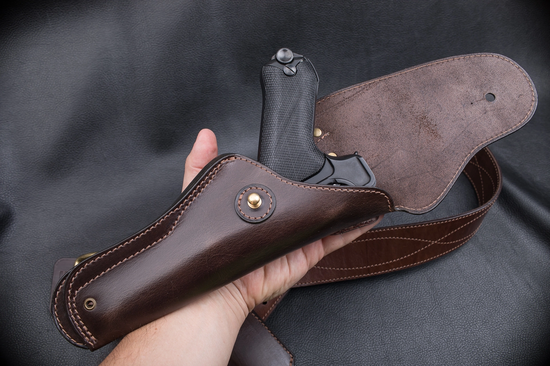 Luger P08 Old Army Style 1911 Holster - My, Holster, Natural leather, Order, Luger, Longpost, Needlework without process