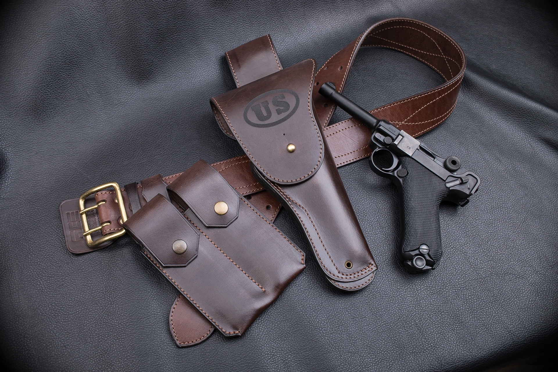 Luger P08 Old Army Style 1911 Holster - My, Holster, Natural leather, Order, Luger, Longpost, Needlework without process