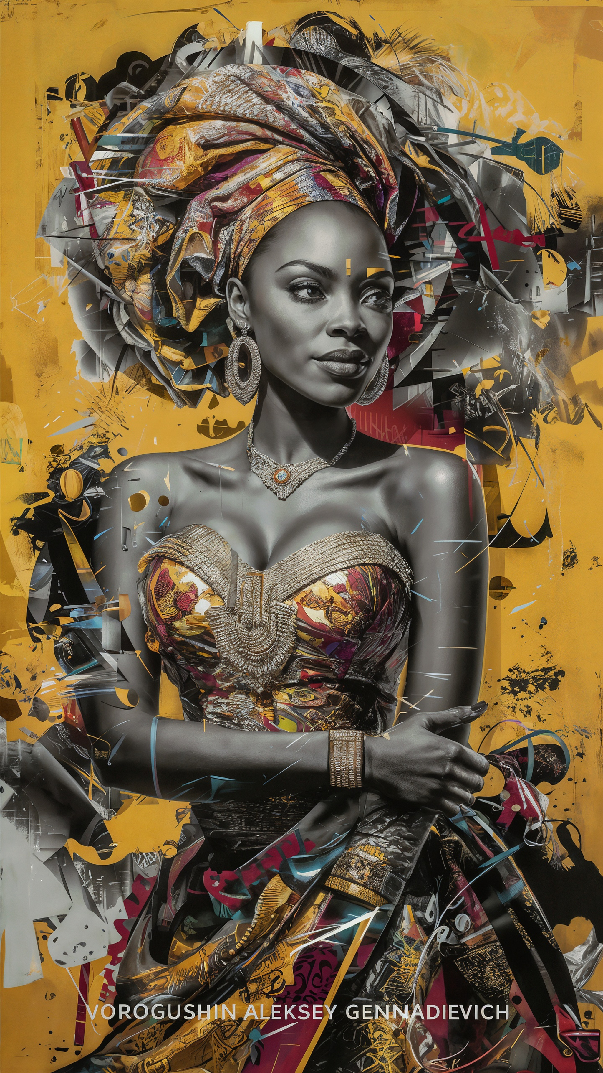 Contemporary artist: Vorogushin Alexey Gennadievich. African woman in traditional dress in the style of Afrofuturism. AI artist - My, Desktop wallpaper, Нейронные сети, Phone wallpaper, Digital, Neural network art, Art, Dall-e, Art, Computer graphics, Modern Art, Africa, Wallpaper, Cover, Digital drawing, Girls, Artificial Intelligence, Longpost