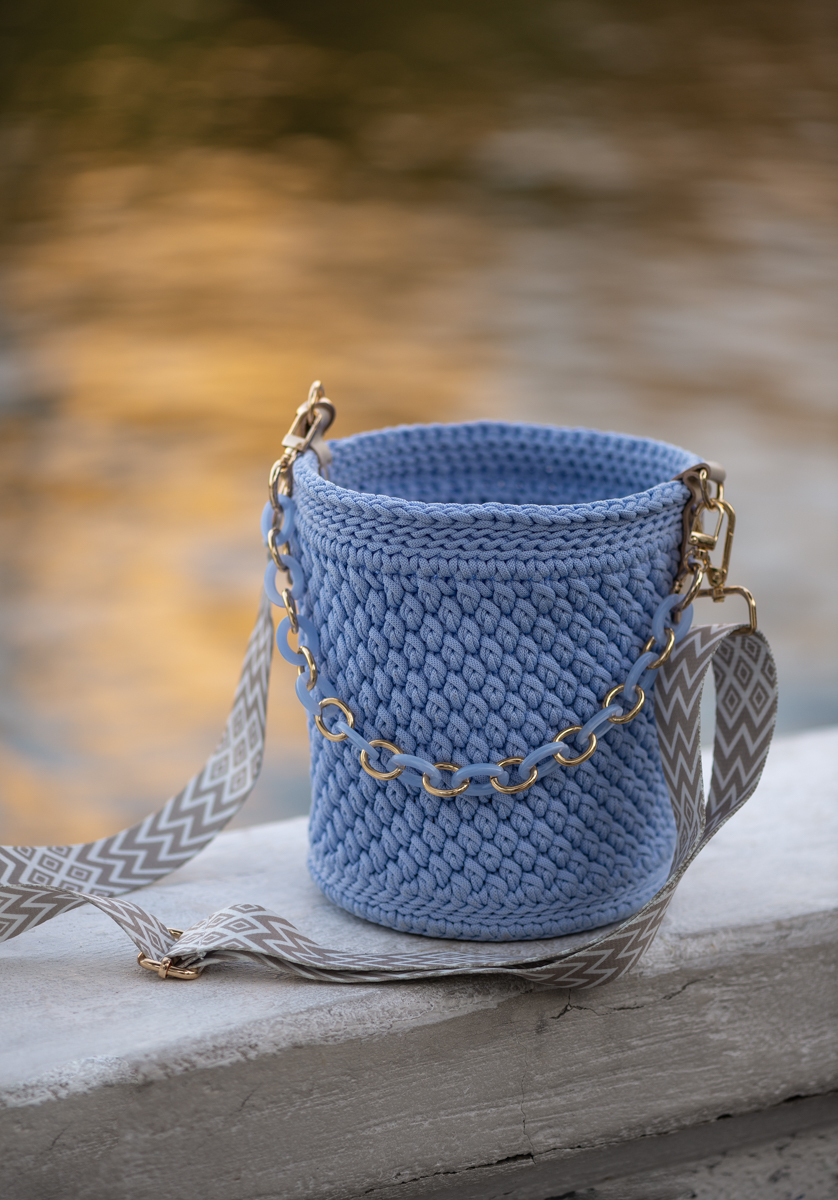 Bucket Bag Made of Cord - My, Needlework without process, With your own hands, Crochet, Сумка, Bucket, Longpost