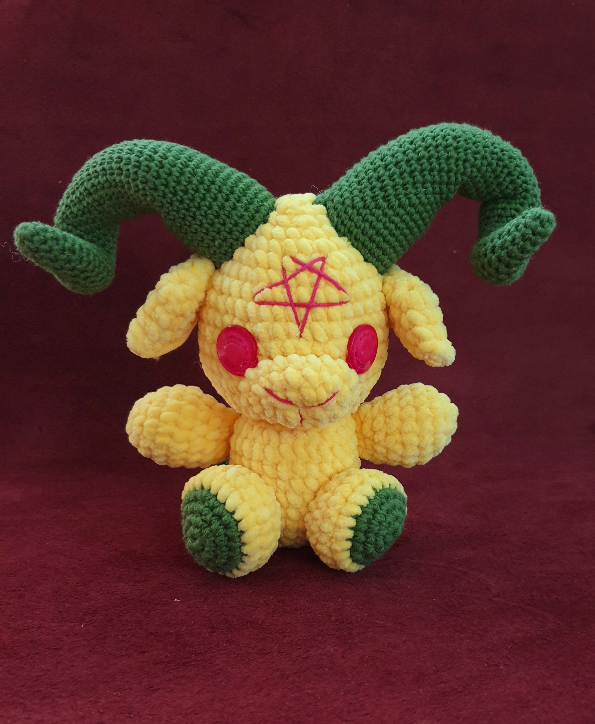 Plush Baphomets - My, Crochet, Amigurumi, Knitted toys, Needlework without process, Soft toy, Plush Toys, Baphomet, With your own hands, Longpost