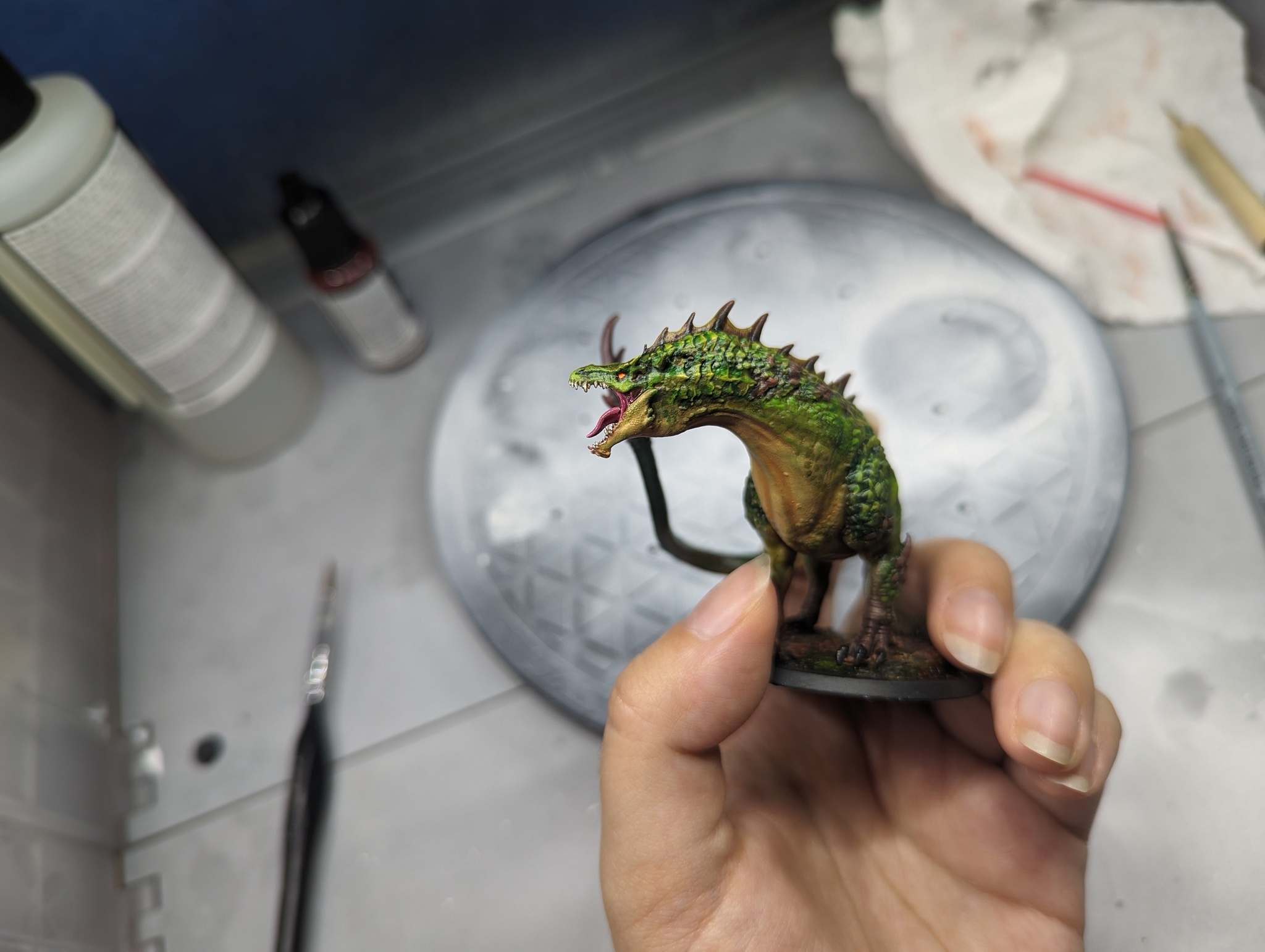 Green Dragon Drake (Pokras) - My, Miniature, Figurines, 3D печать, 3D printer, Handmade, Painting miniatures, Painting, Painting, Craft, Needlework without process, Tabletop role-playing games, Dungeons & dragons, The Dragon, Dnd 5, Pathfinder, Fantasy, Longpost