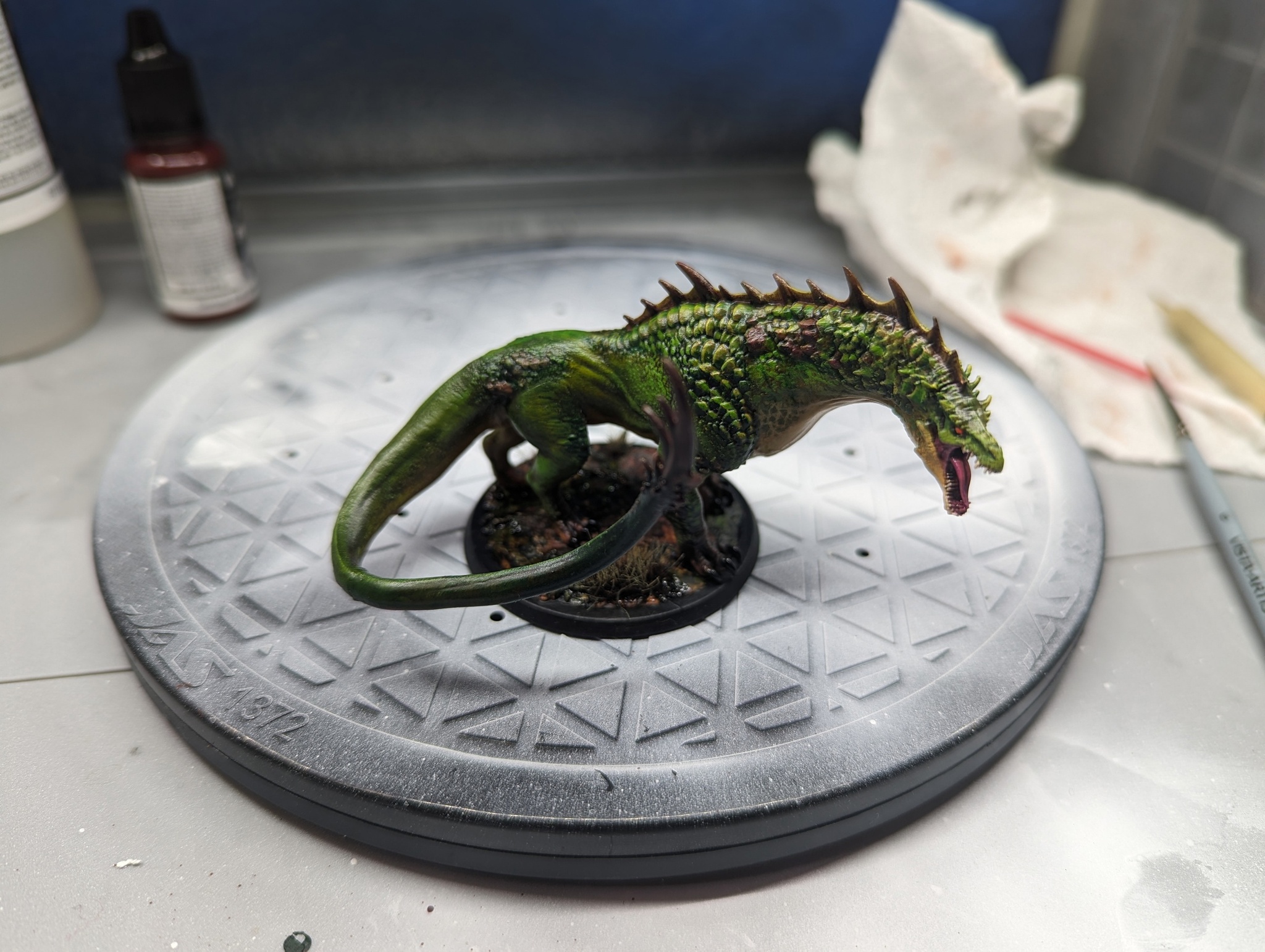 Green Dragon Drake (Pokras) - My, Miniature, Figurines, 3D печать, 3D printer, Handmade, Painting miniatures, Painting, Painting, Craft, Needlework without process, Tabletop role-playing games, Dungeons & dragons, The Dragon, Dnd 5, Pathfinder, Fantasy, Longpost