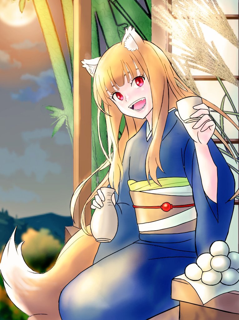 Mid-Autumn Harvest Moon - Anime, Anime art, Spice and wolf, Holo, Animal ears