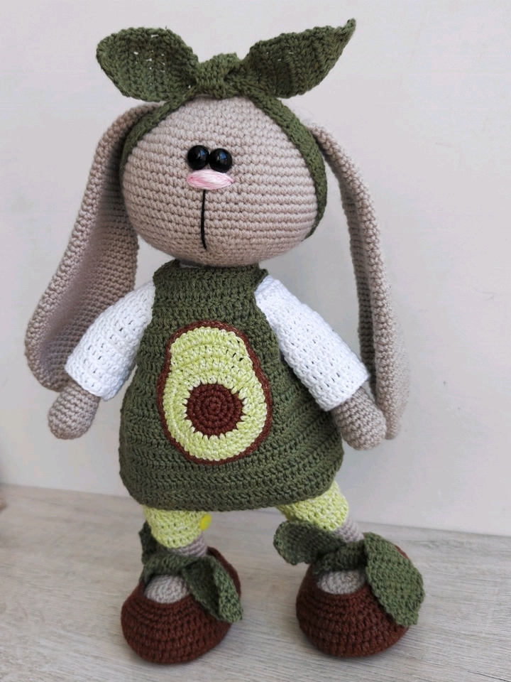 Bunny Tilda Avocado - My, Hare, Tilde, Hare-Tilda, Handmade, Knitted toys, Crochet, Longpost, Needlework without process