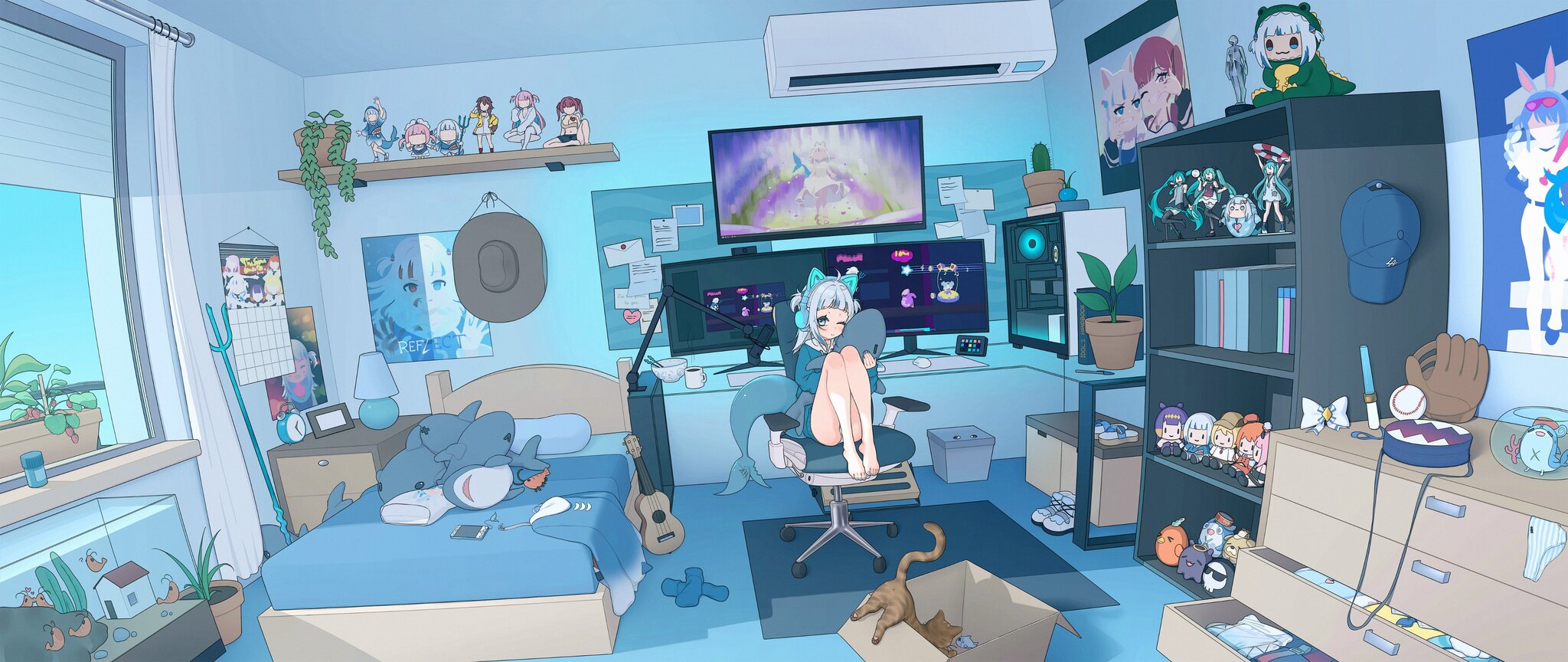 Gura's Room - Hololive, Gawr gura, Virtual youtuber, Anime art, Room