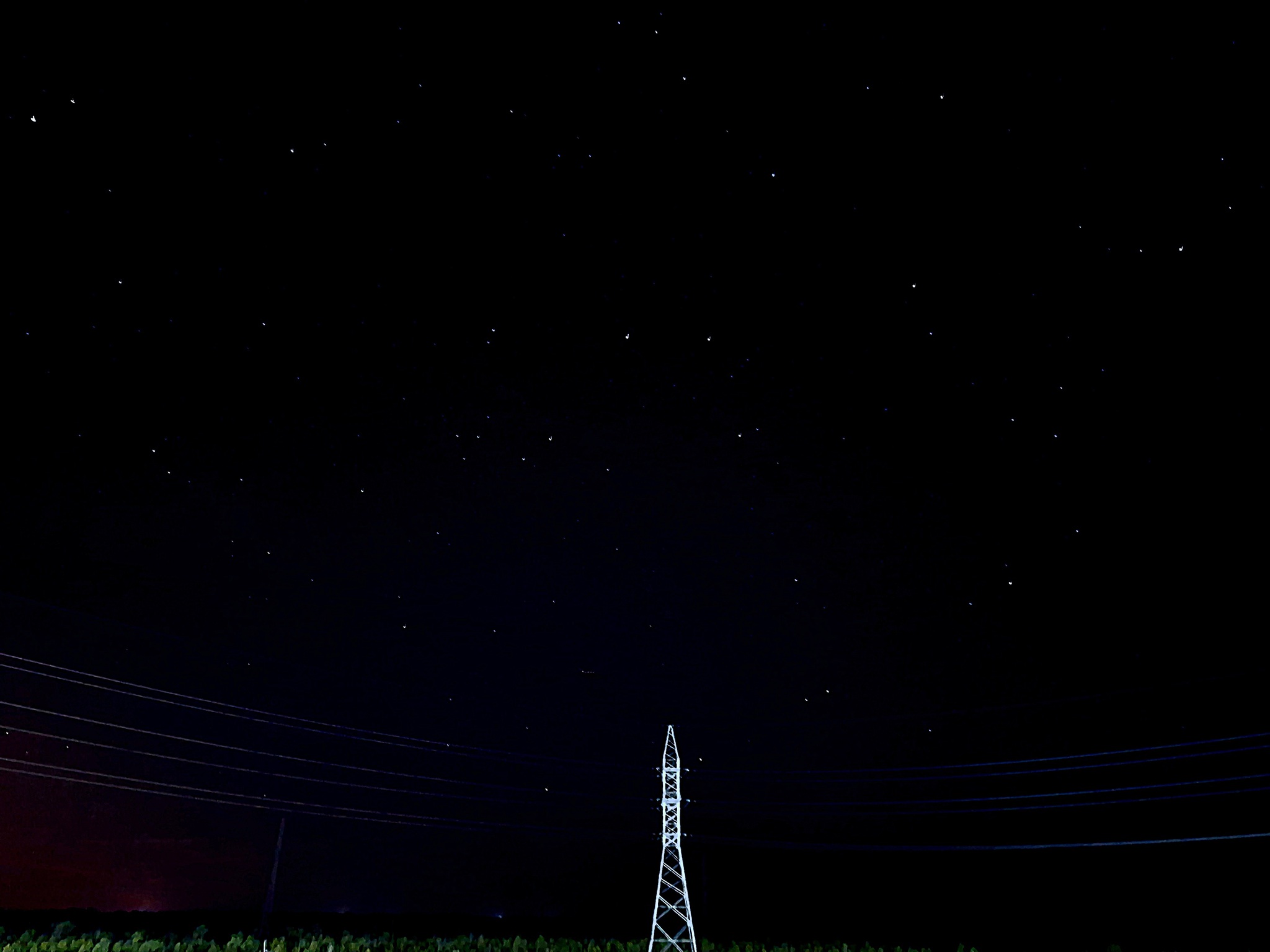 Power lines and space - My, The photo, Starry sky