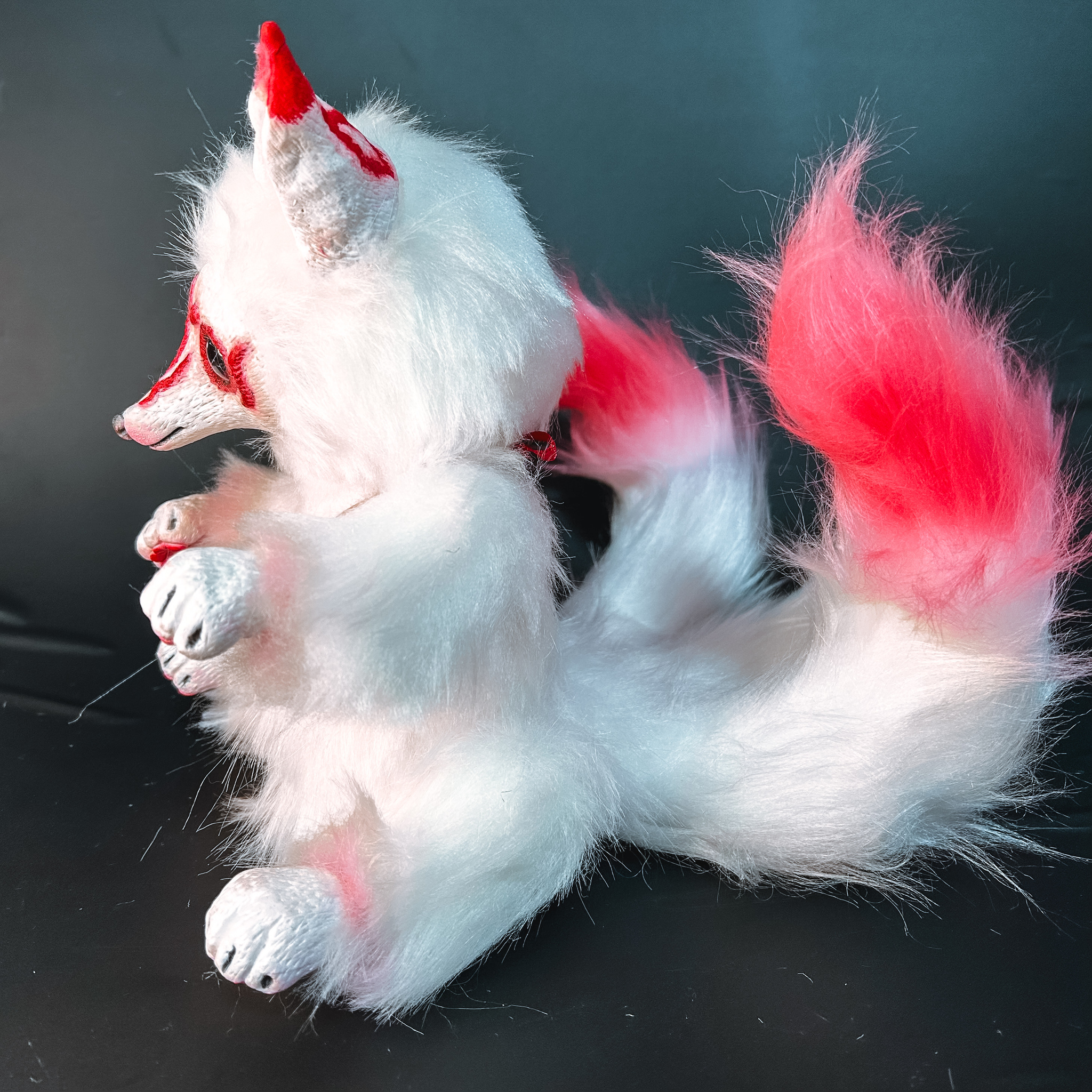 Kitsune - My, Polymer clay, Handmade, Handmade dolls, Mixed media, Kitsune, Author's toy, Interior toy, Longpost, Needlework without process