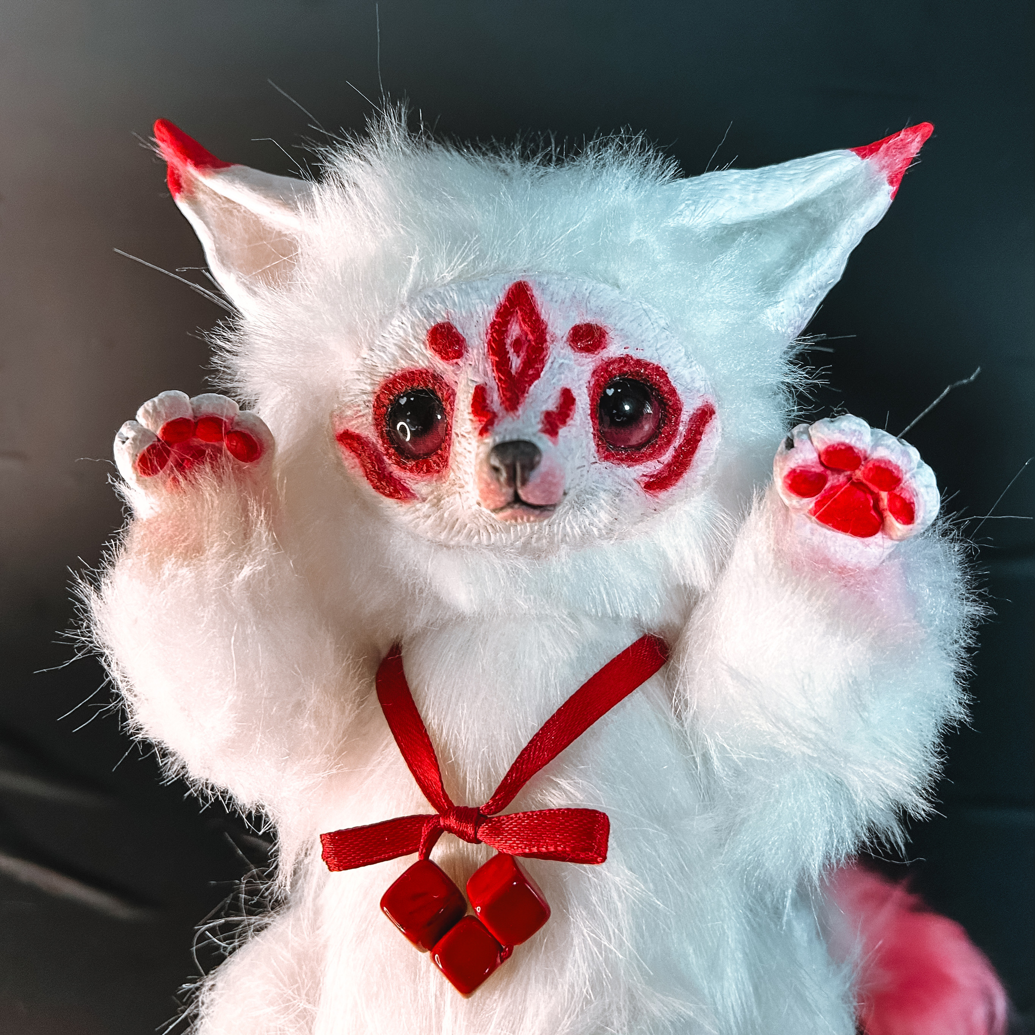 Kitsune - My, Polymer clay, Handmade, Handmade dolls, Mixed media, Kitsune, Author's toy, Interior toy, Longpost, Needlework without process