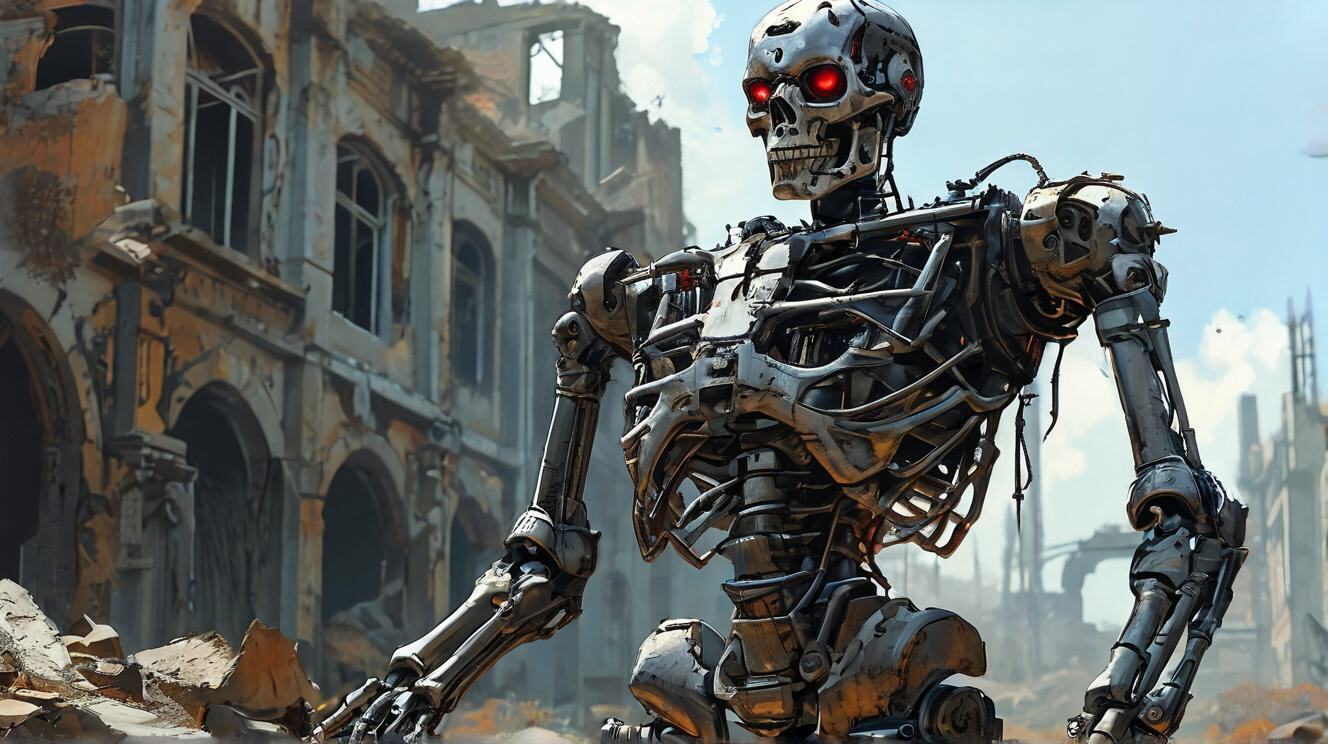 Terminator Endo Skeletons - My, Art, Neural network art, Art, Terminator, Endoskeleton, Longpost