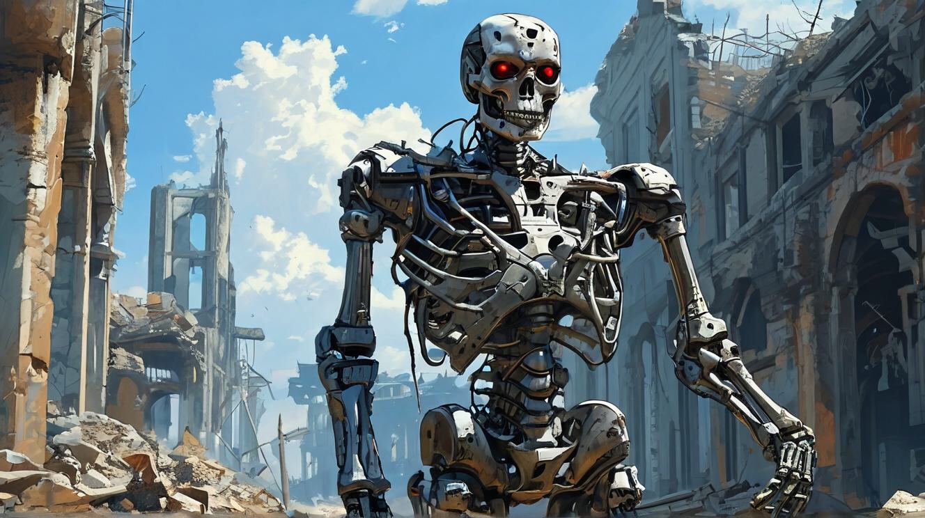 Terminator Endo Skeletons - My, Art, Neural network art, Art, Terminator, Endoskeleton, Longpost