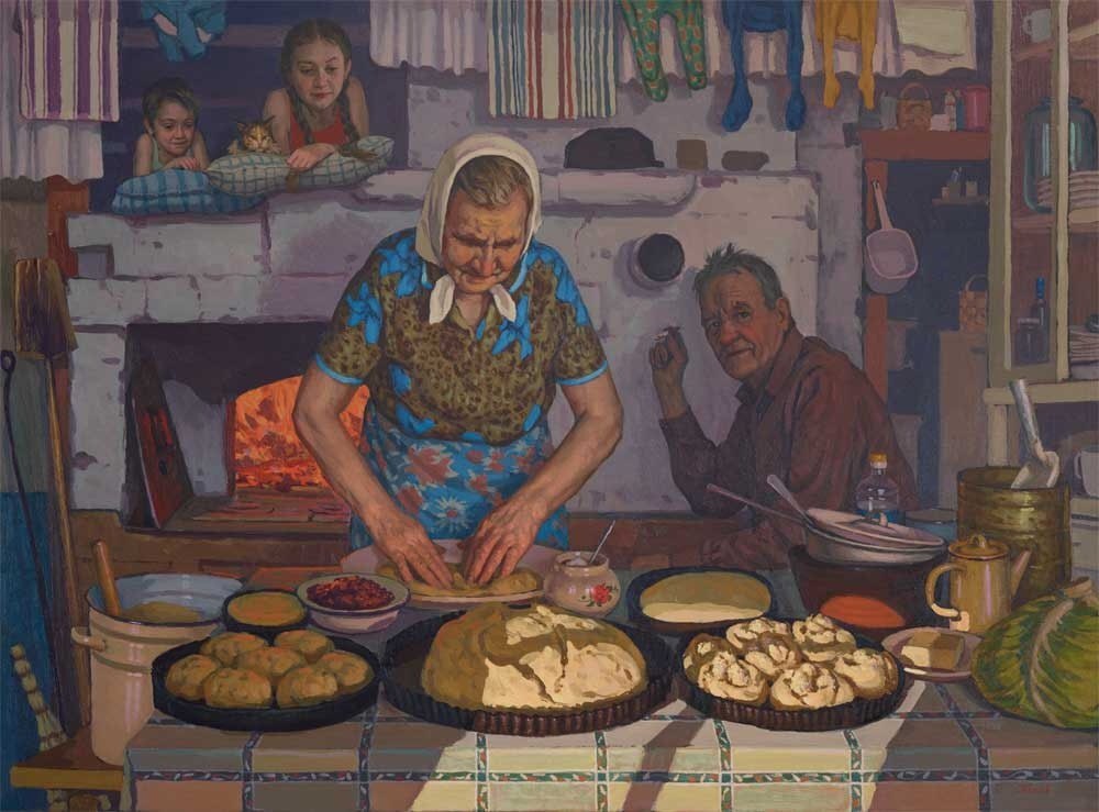 Grandma's pies - Art, Kitchen, Bakery products, Pies, Grandmother, cat, Childhood