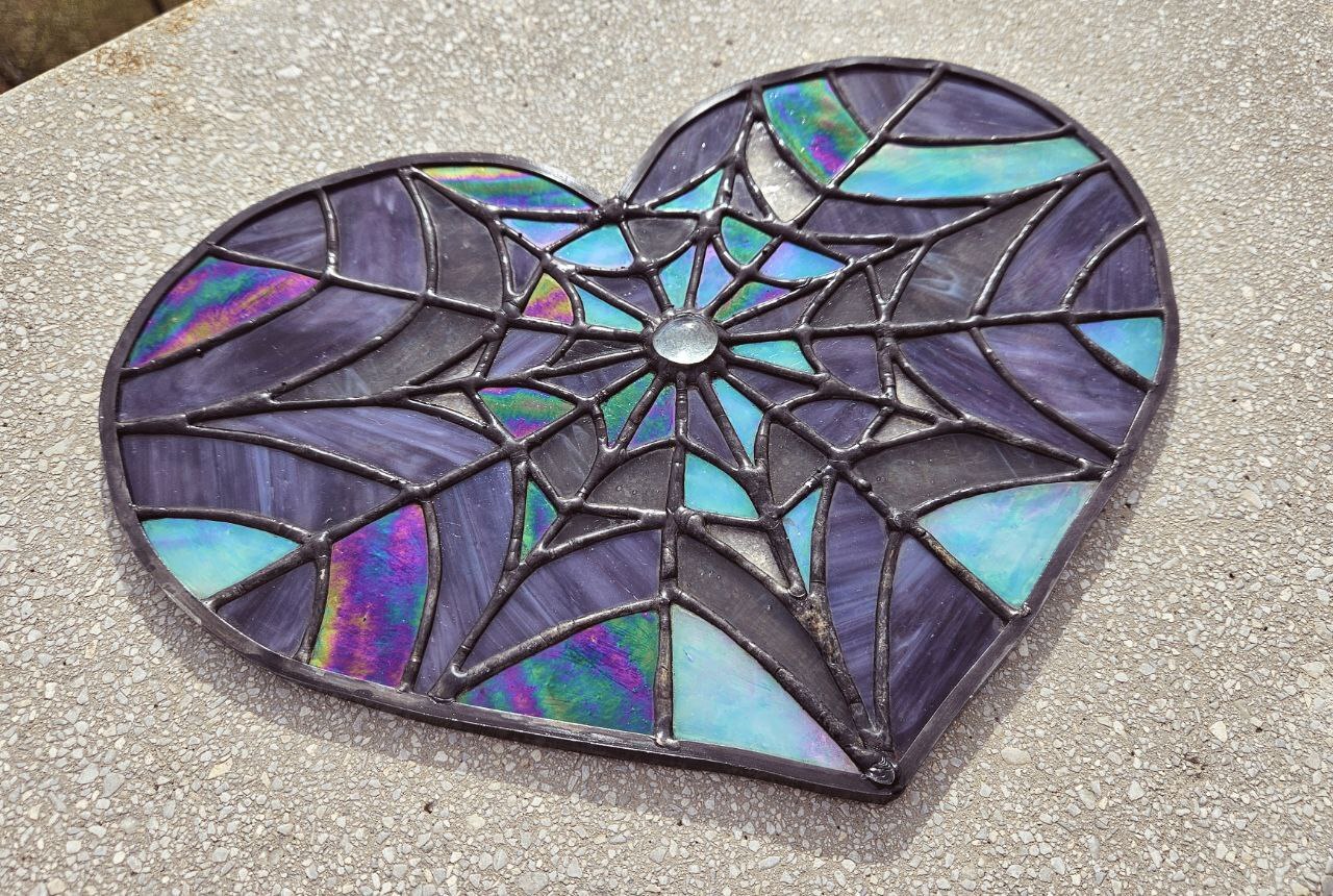 Stained Glass Heart - My, Stained glass window by Tiffany, Stained glass, Glass, Needlework with process, Crafts, Soldering, With your own hands, Longpost