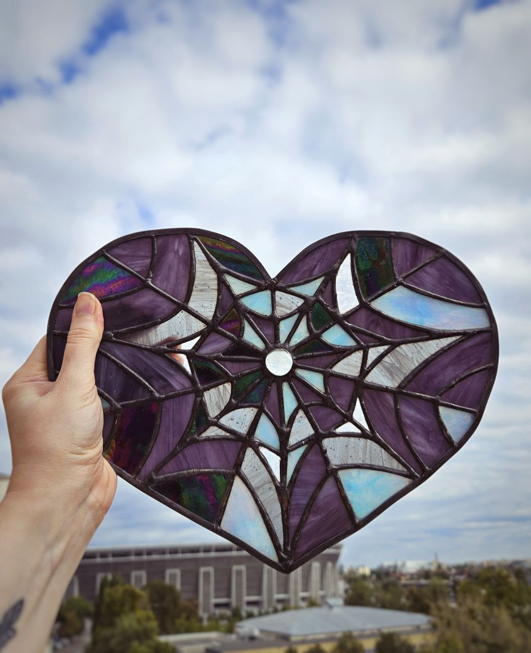 Stained Glass Heart - My, Stained glass window by Tiffany, Stained glass, Glass, Needlework with process, Crafts, Soldering, With your own hands, Longpost