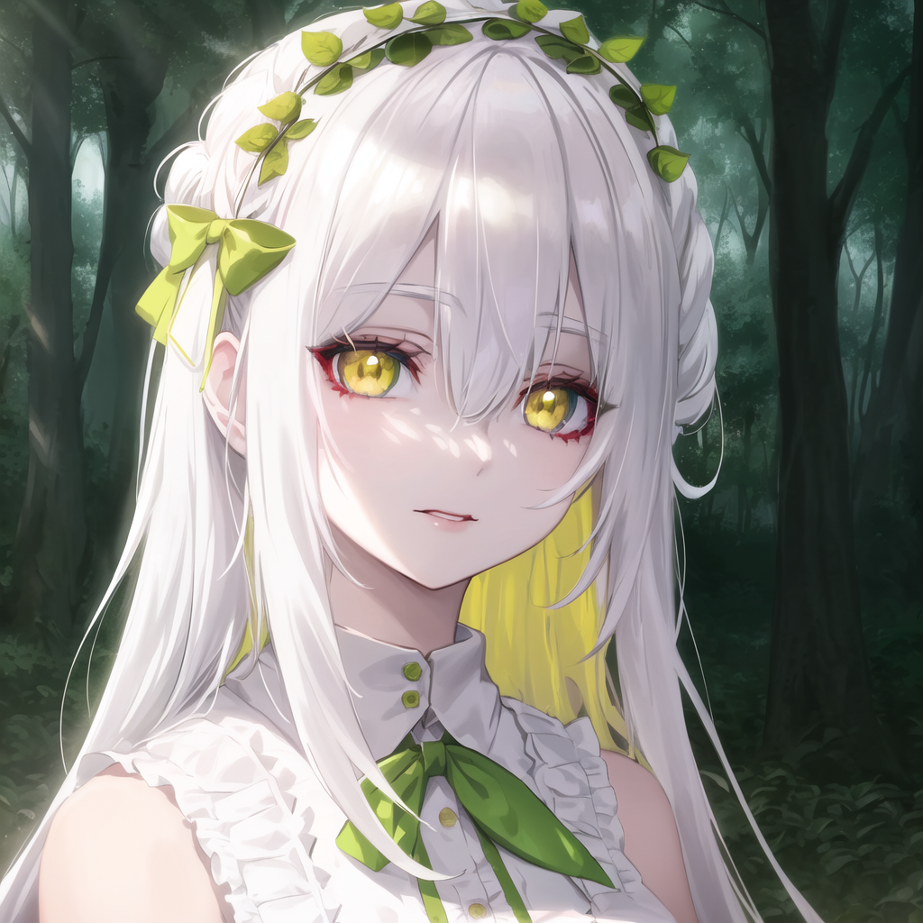 Somewhere in the forest - My, Anime, Anime art, Stable diffusion, White hair