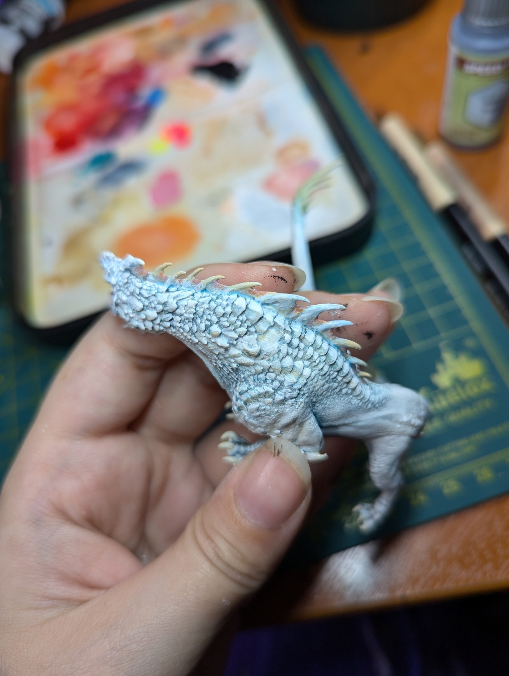 White Dragon Drake (Pokras) - My, Miniature, Figurines, 3D печать, 3D printer, Handmade, Painting miniatures, Painting, Painting, Tabletop role-playing games, Dungeons & dragons, Pathfinder, Dnd 5, Craft, Longpost