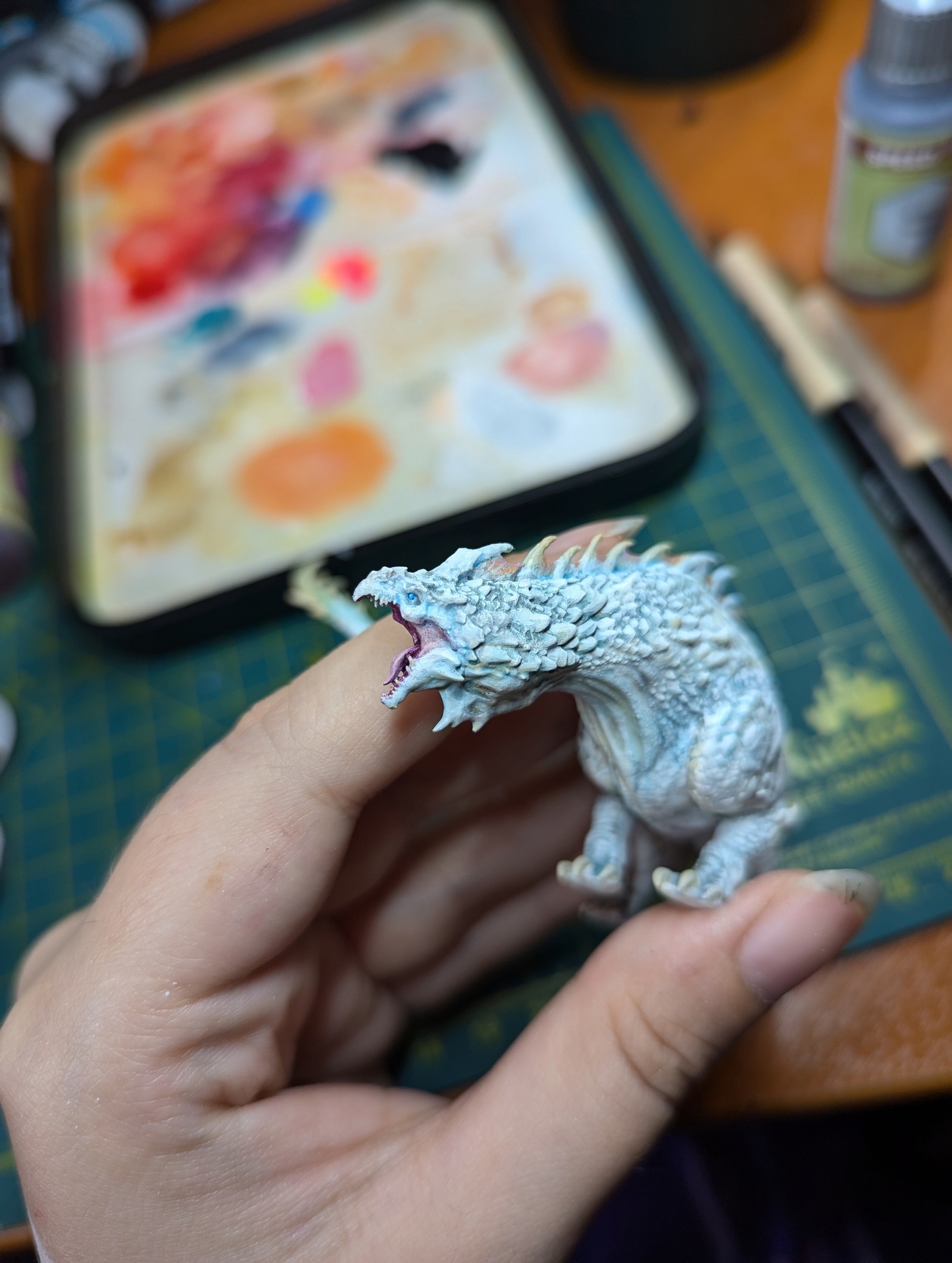 White Dragon Drake (Pokras) - My, Miniature, Figurines, 3D печать, 3D printer, Handmade, Painting miniatures, Painting, Painting, Tabletop role-playing games, Dungeons & dragons, Pathfinder, Dnd 5, Craft, Longpost