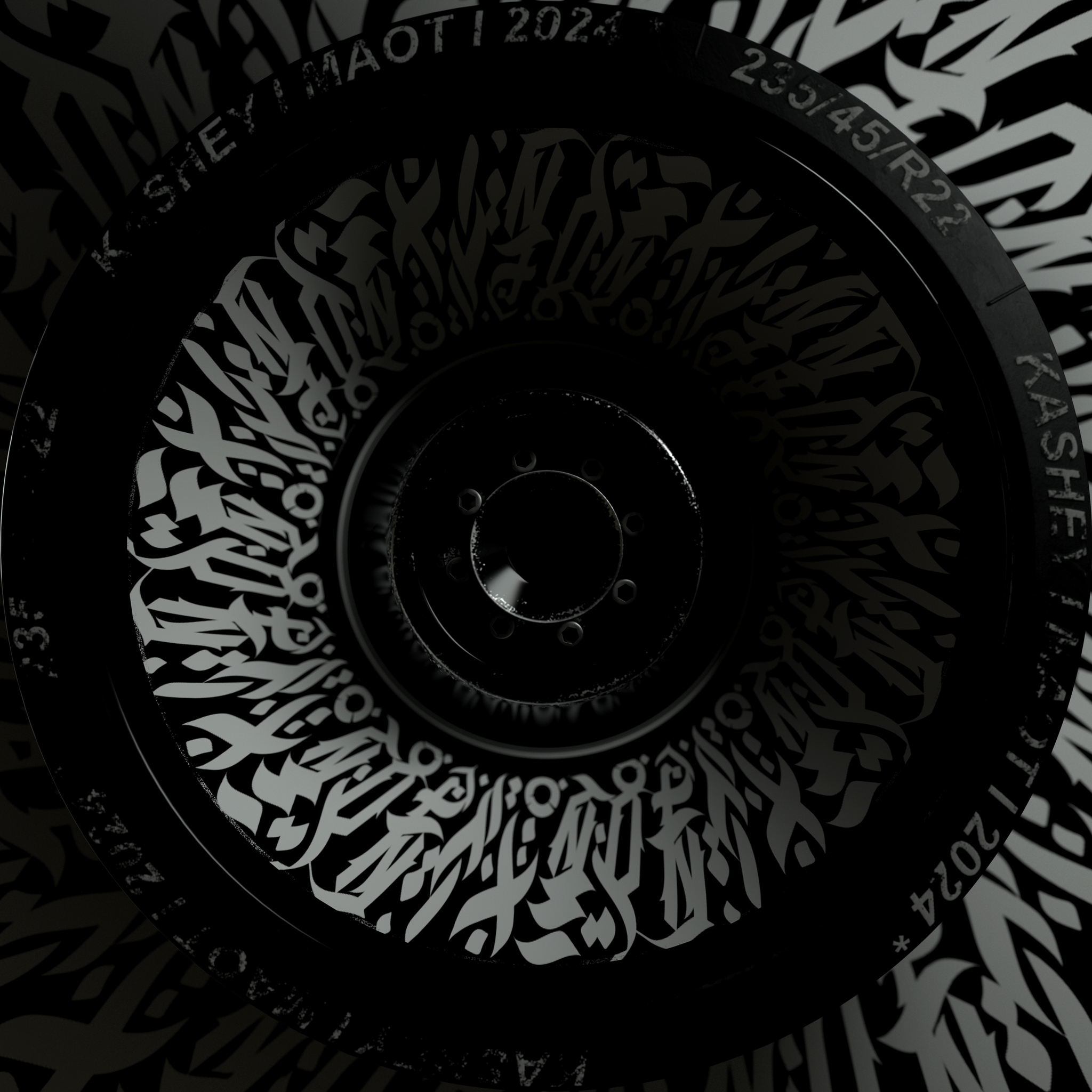 Calligraphy on disc, 3d - My, Calligraffiti (style), Images, 3D modeling, Longpost