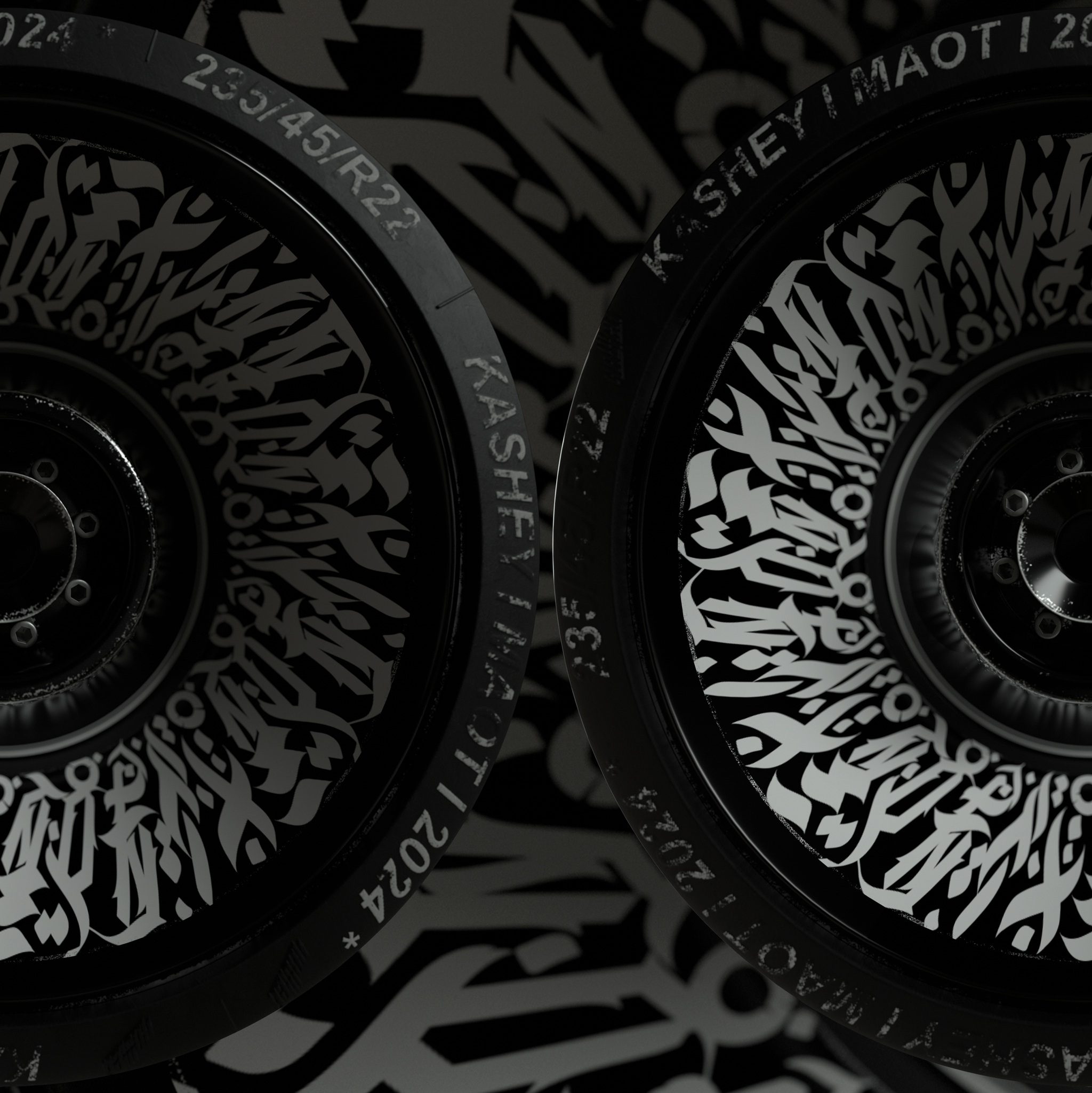 Calligraphy on disc, 3d - My, Calligraffiti (style), Images, 3D modeling, Longpost