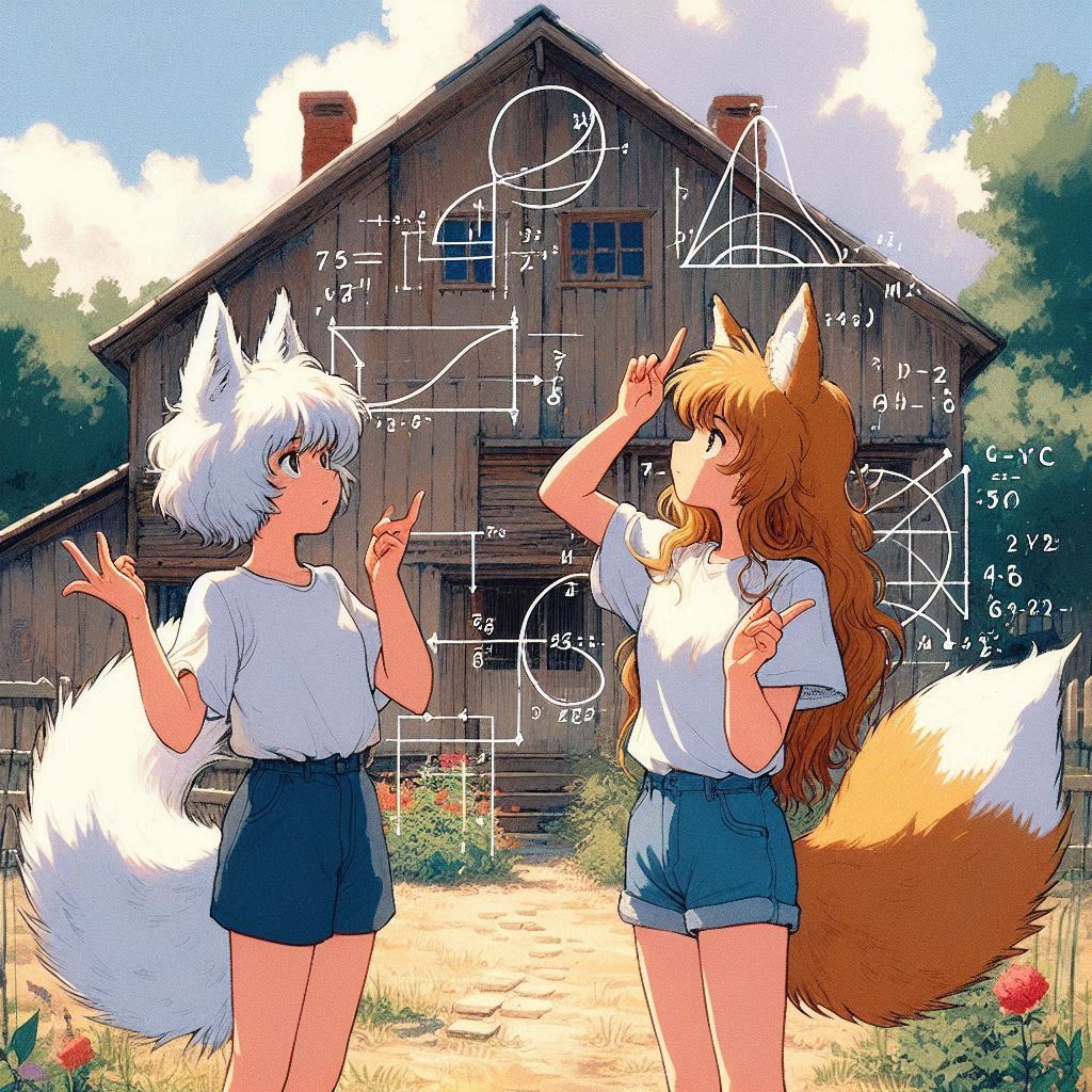 Letter to Mom - My, Neural network art, Art, Anime art, Girls, Нейронные сети, Anime, Original character, Kitsune, Animal ears, Tail, Redheads, Freckles, Letter, Ginger & White, Longpost