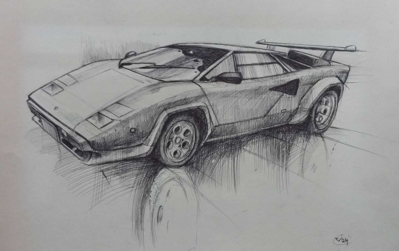 Machine - My, Drawing, Graphics, Creation, Sketch, Pen drawing, Auto, Lamborghini