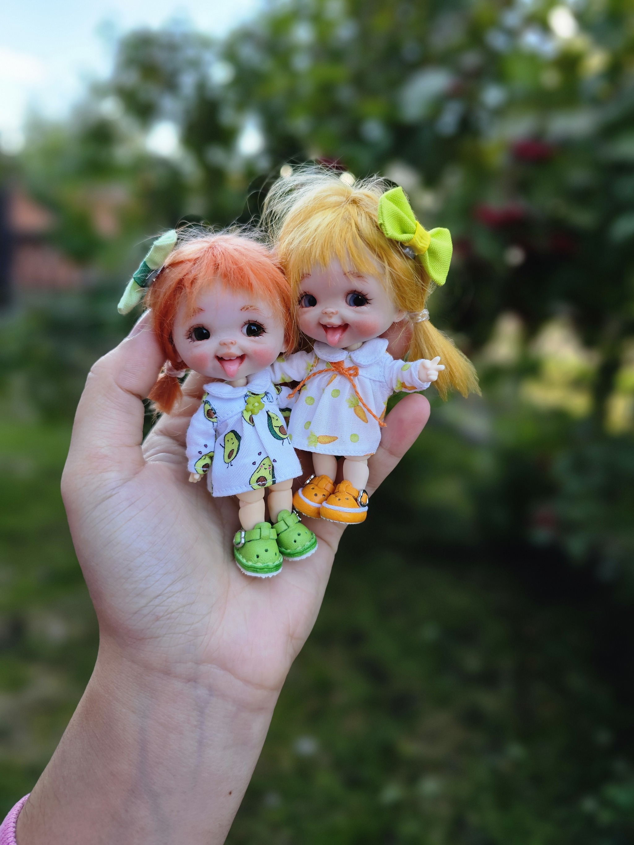 Girls, are you sisters? - My, Needlework without process, Creation, Handmade, Collection, Doll, Jointed doll, Лепка, Longpost