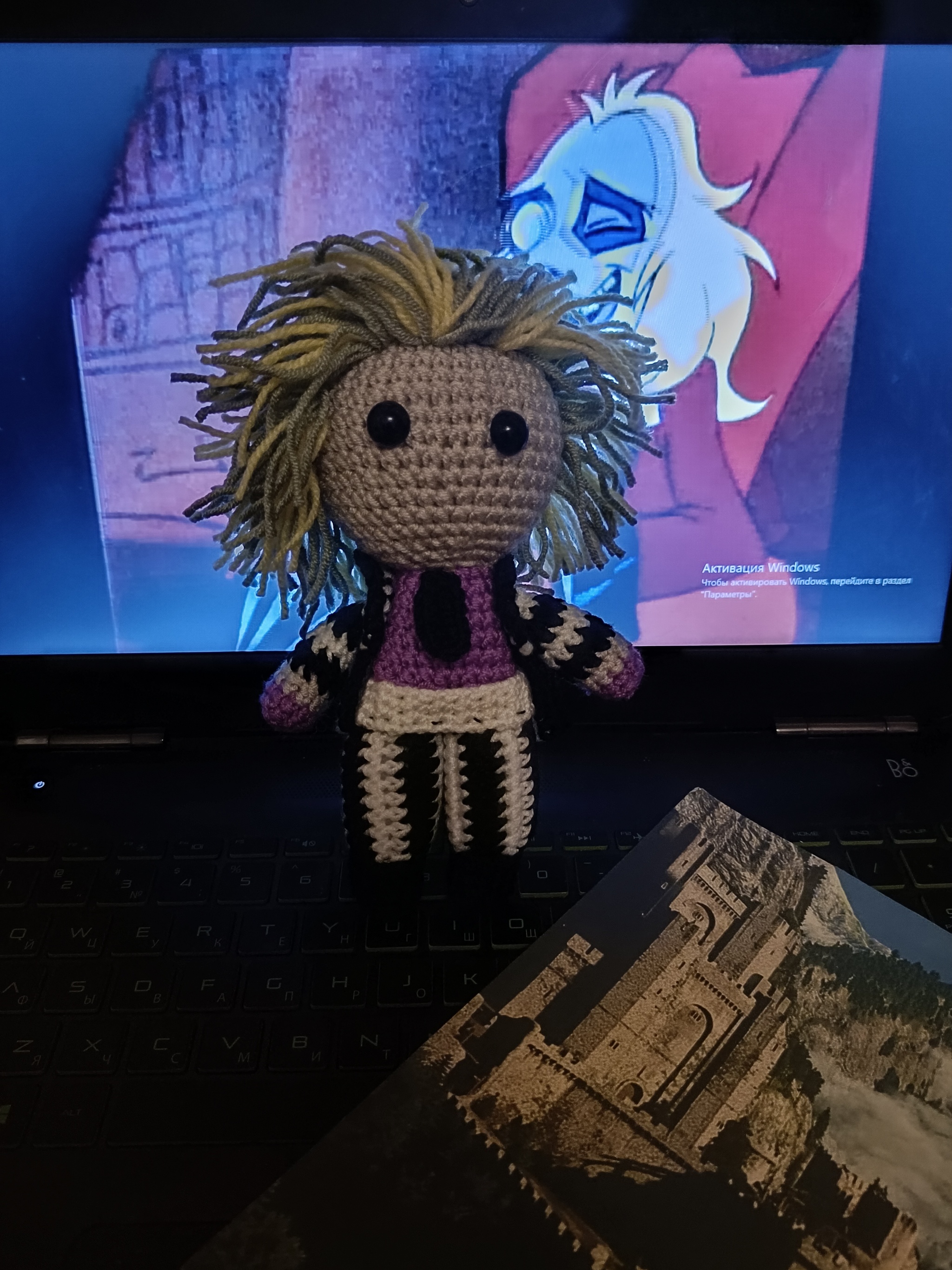 Beetlejuice - My, Knitted toys, Amigurumi, Knitting, Presents, Beetlejuice, Author's toy, Призрак, Longpost