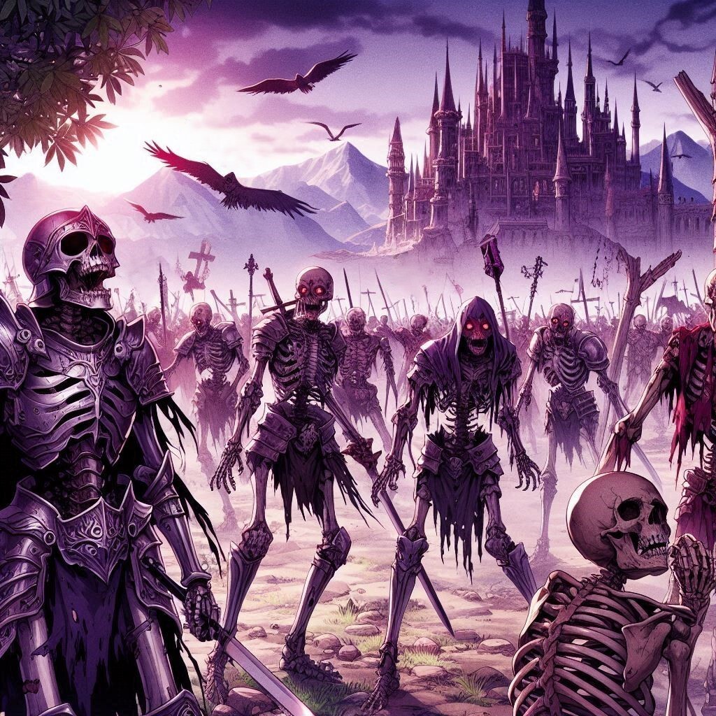 The King of the Dead is coming... - Art, Fantasy, Neural network art, Undead, Necromancy, Vampires, Knights, Longpost