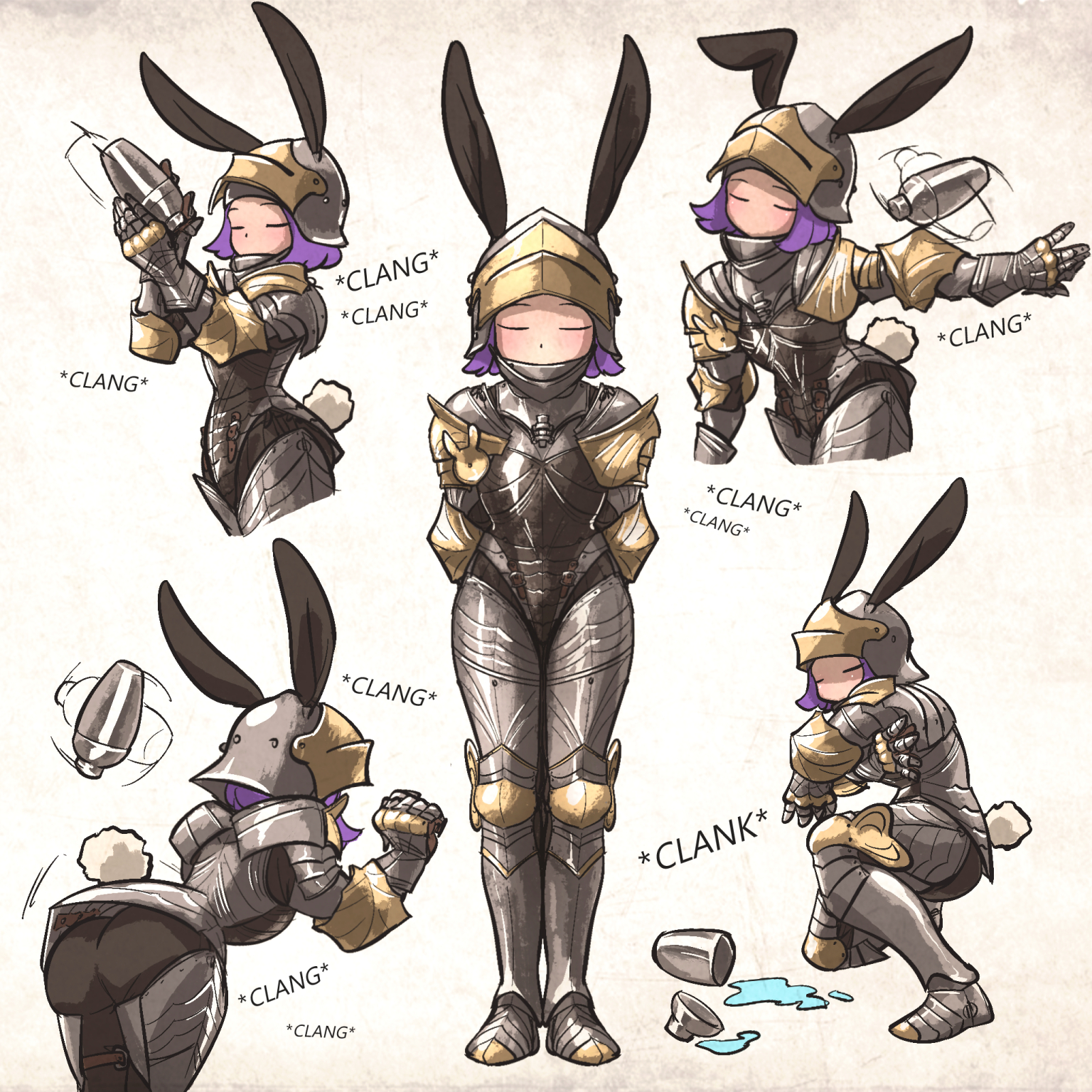 Armored Rabbit Bartender - Vanishlily, Art, Anime, Anime art, Original character, Armor, Bunnysuit, Bartender