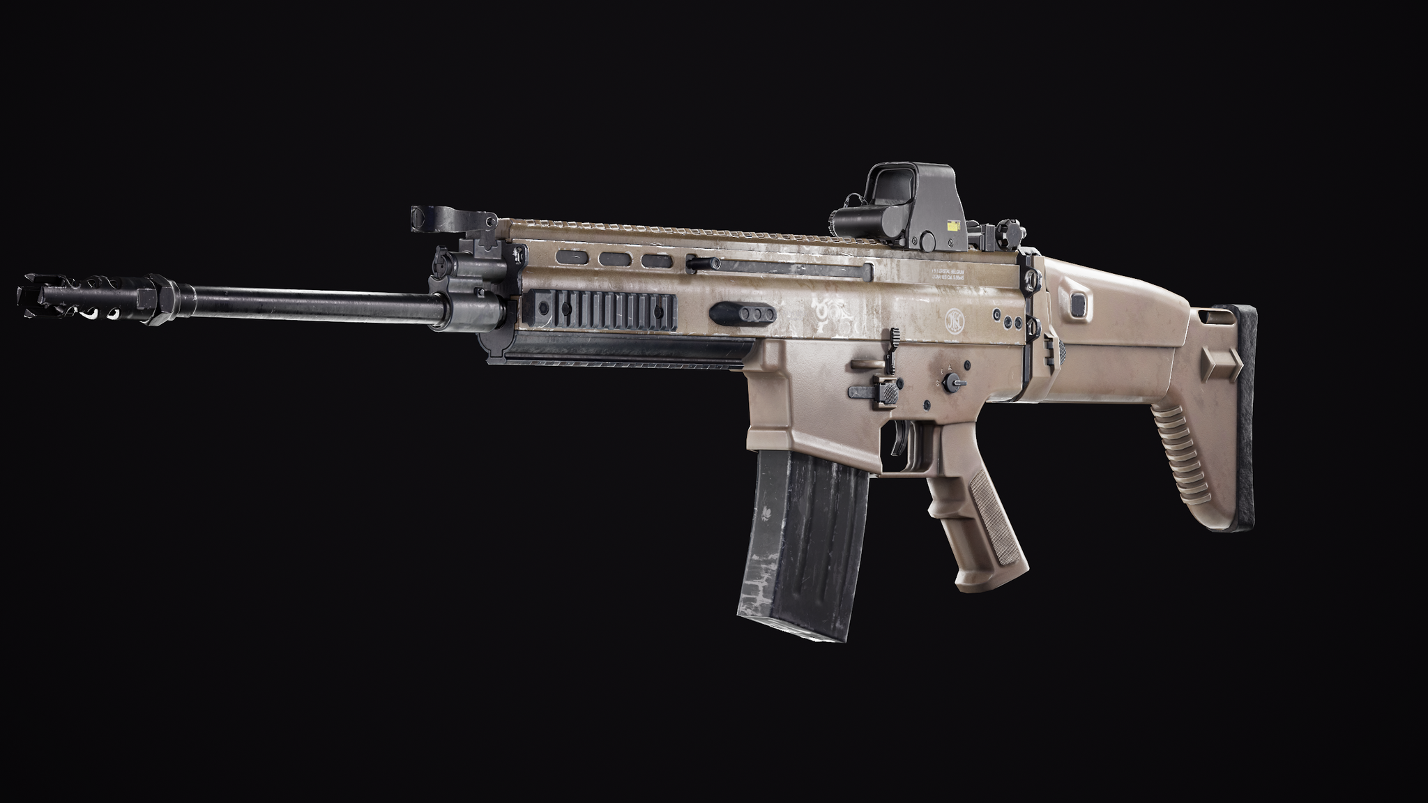 FN Scar - My, Blender, 3D, 3D modeling, FN scar, Computer graphics, Digital, Low poly, Substance painter, Marmoset Toolbag, Design, Visualization, Render, Longpost