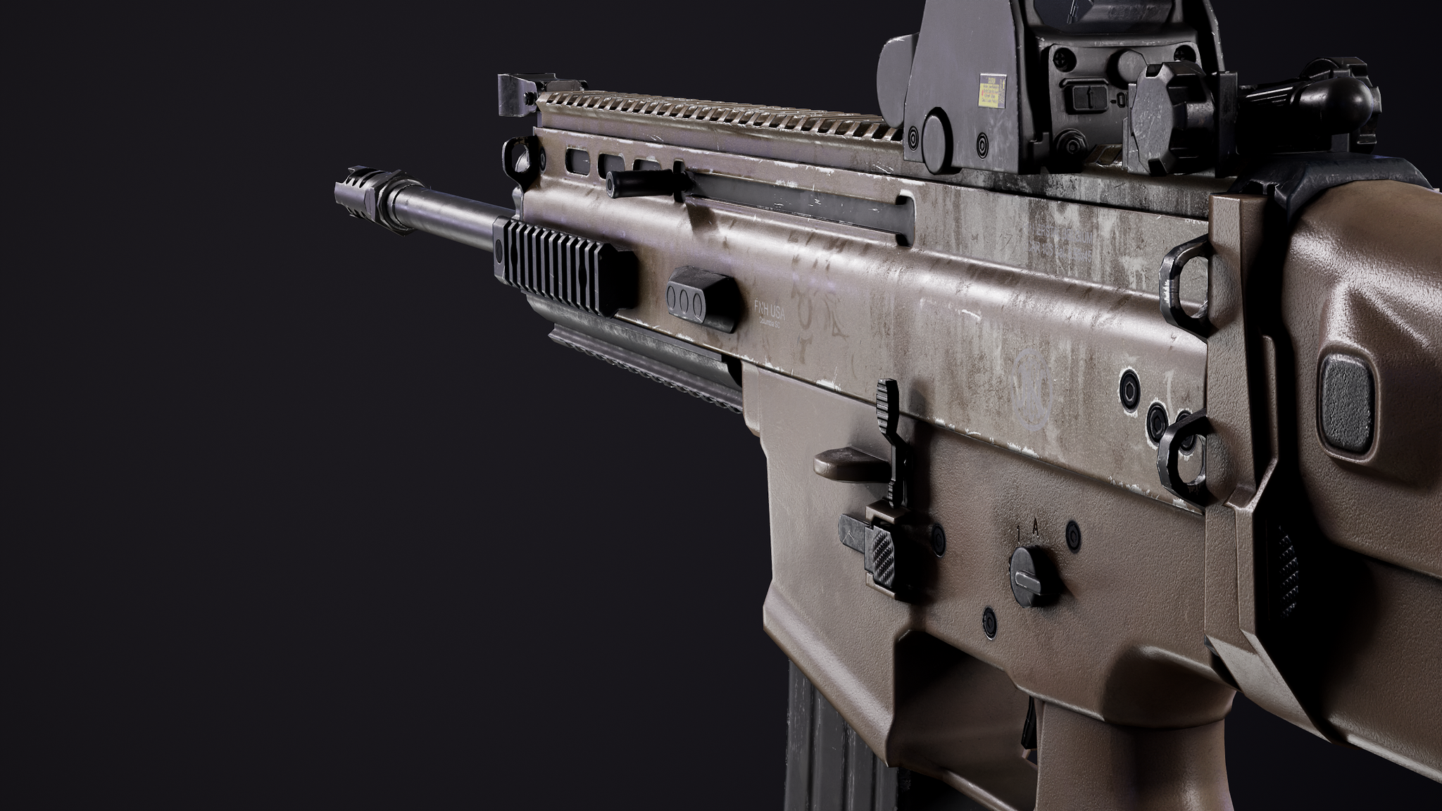 FN Scar - My, Blender, 3D, 3D modeling, FN scar, Computer graphics, Digital, Low poly, Substance painter, Marmoset Toolbag, Design, Visualization, Render, Longpost