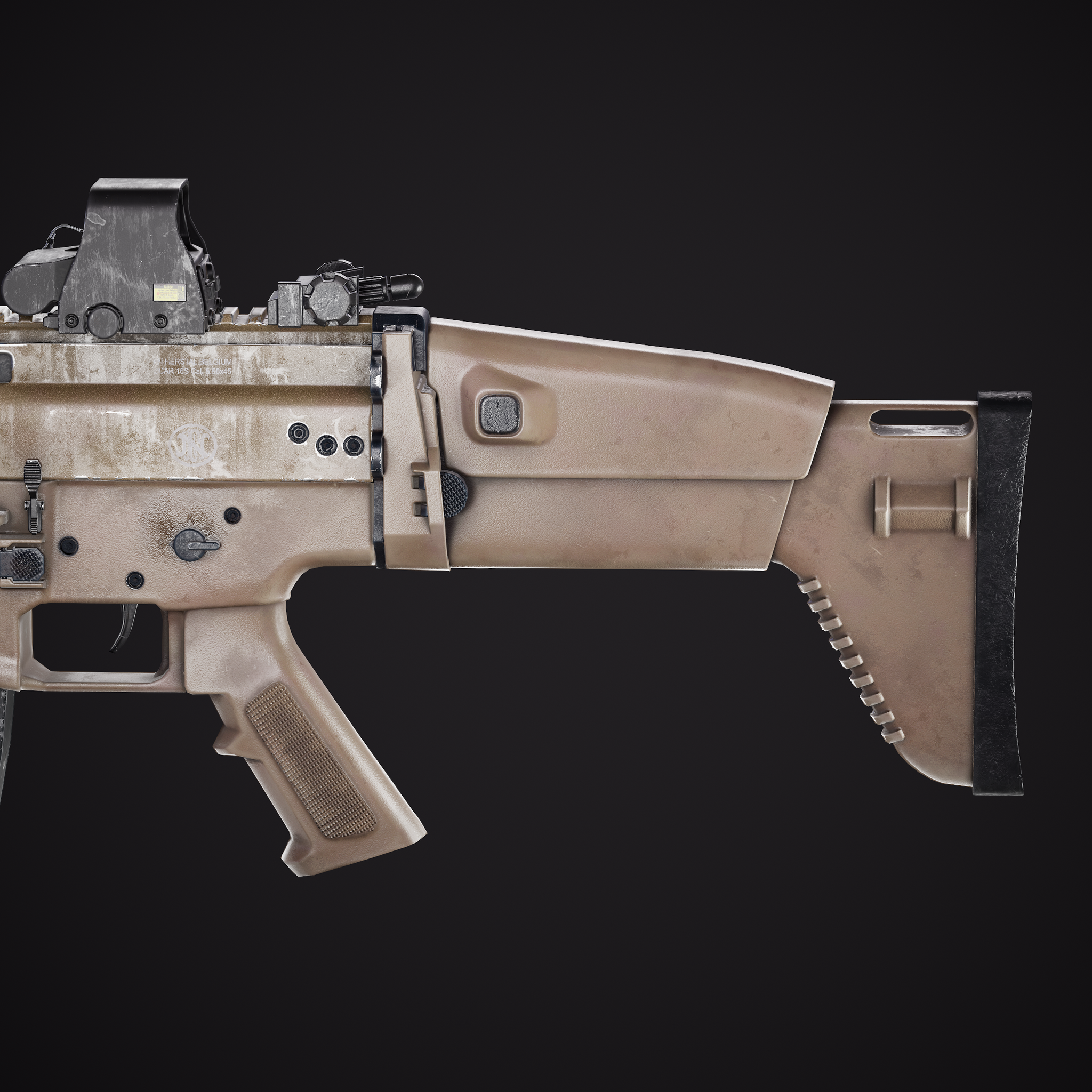 FN Scar - My, Blender, 3D, 3D modeling, FN scar, Computer graphics, Digital, Low poly, Substance painter, Marmoset Toolbag, Design, Visualization, Render, Longpost