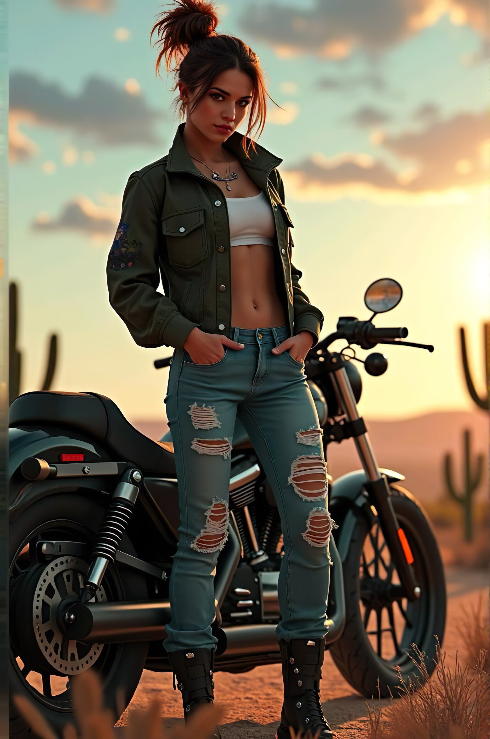 Mexico,moto,girls - My, Neural network art, Girls, Moto, Flux, Longpost