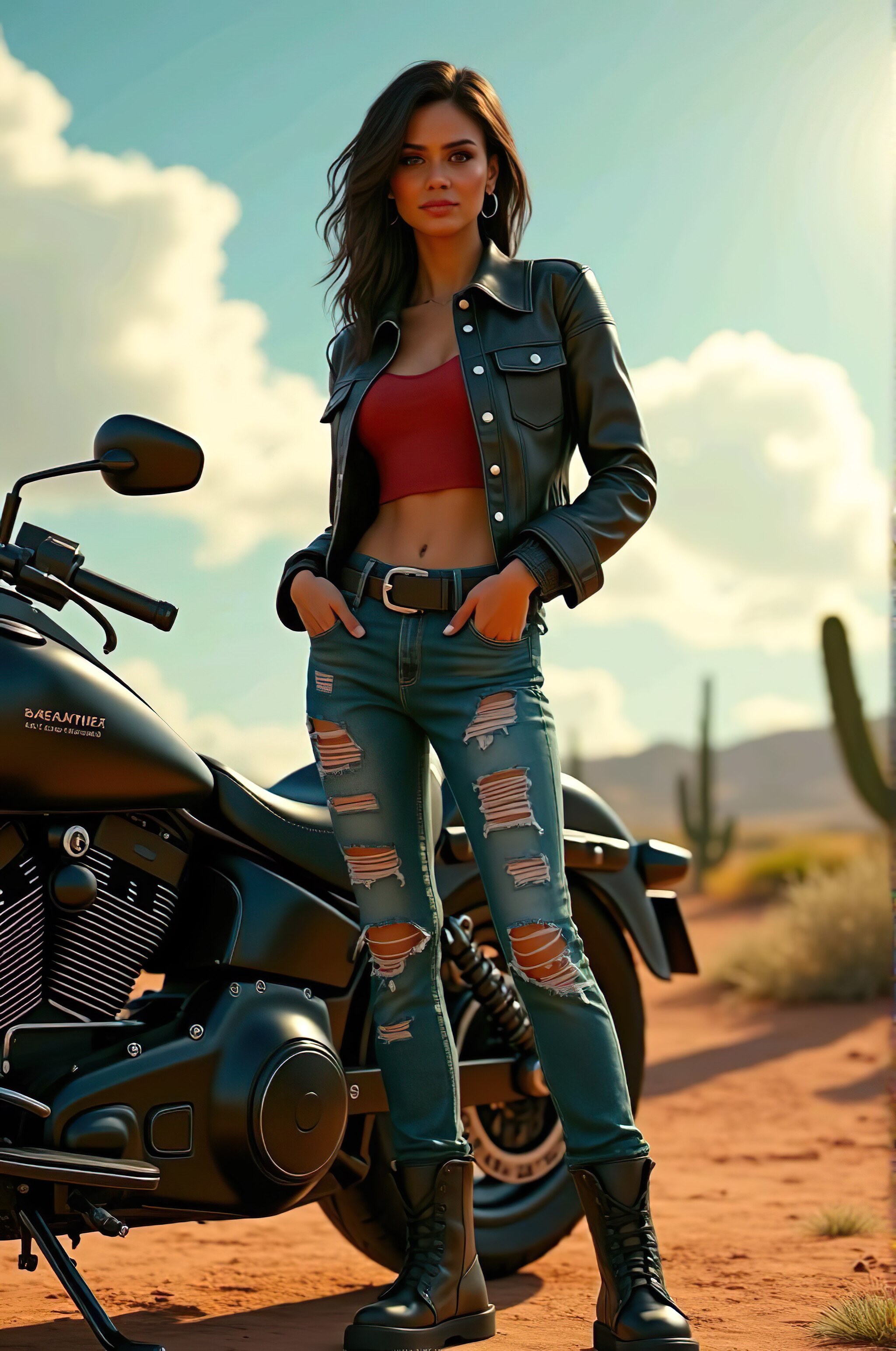 Mexico,moto,girls - My, Neural network art, Girls, Moto, Flux, Longpost