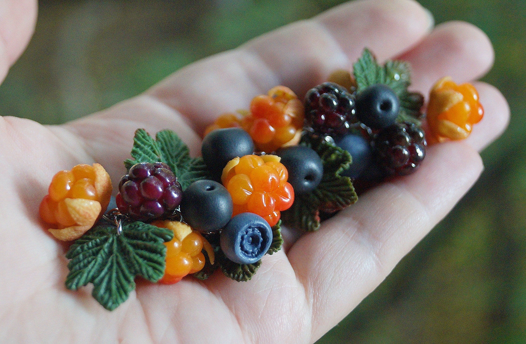 Bracelets with berries and flowers, handmade - My, Sale, A bracelet, Polymer clay, Needlework without process, Handmade, Longpost, Friday tag is mine