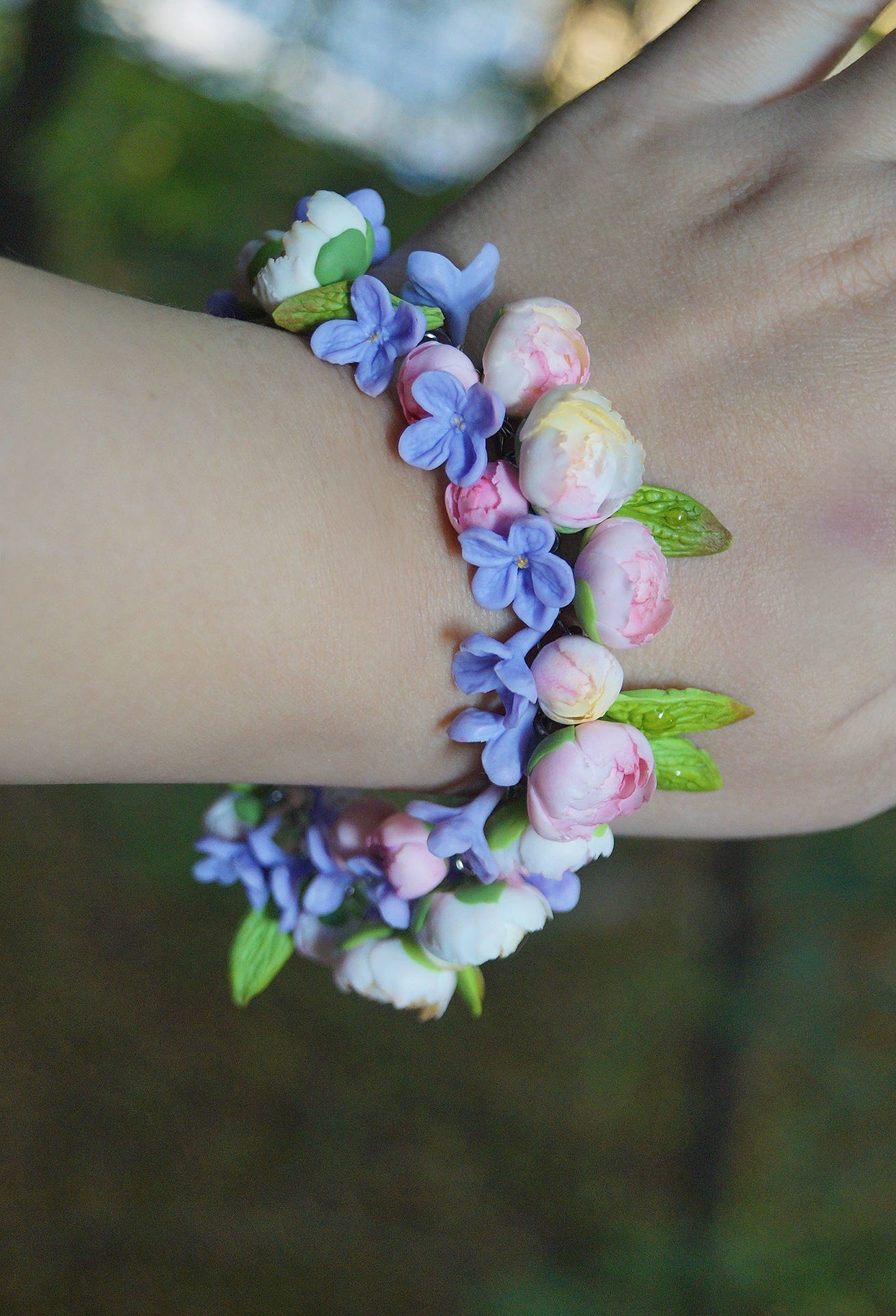 Bracelets with berries and flowers, handmade - My, Sale, A bracelet, Polymer clay, Needlework without process, Handmade, Longpost, Friday tag is mine