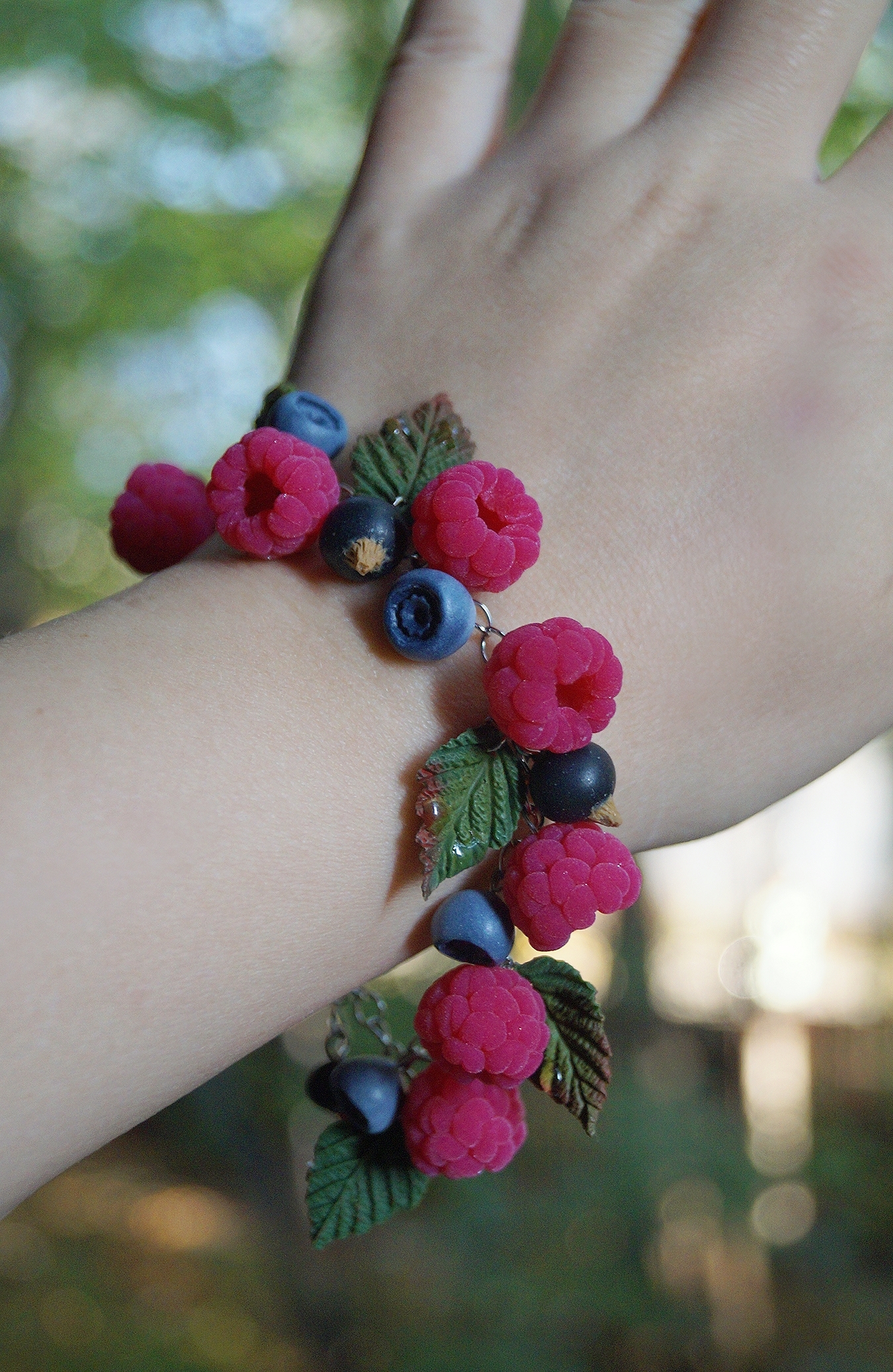 Bracelets with berries and flowers, handmade - My, Sale, A bracelet, Polymer clay, Needlework without process, Handmade, Longpost, Friday tag is mine