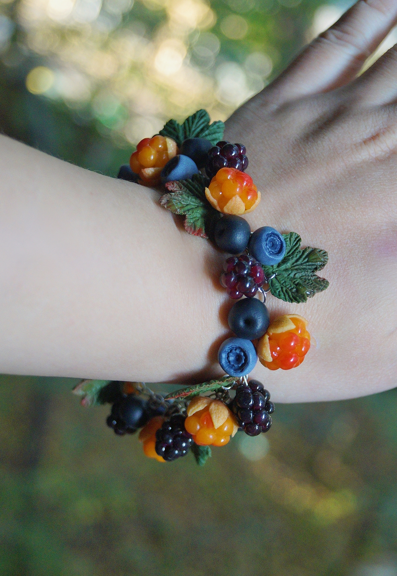 Bracelets with berries and flowers, handmade - My, Sale, A bracelet, Polymer clay, Needlework without process, Handmade, Longpost, Friday tag is mine