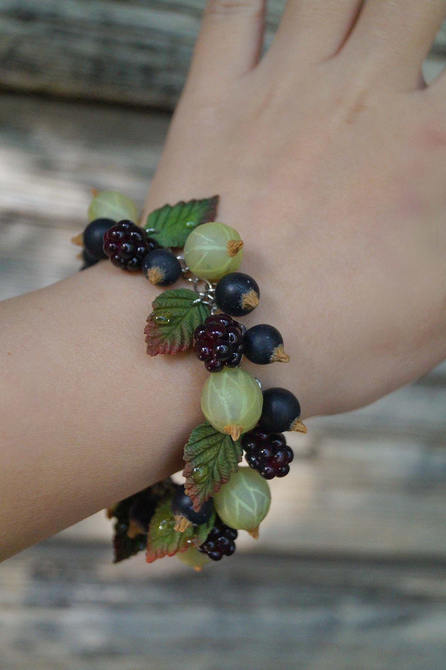 Bracelets with berries and flowers, handmade - My, Sale, A bracelet, Polymer clay, Needlework without process, Handmade, Longpost, Friday tag is mine