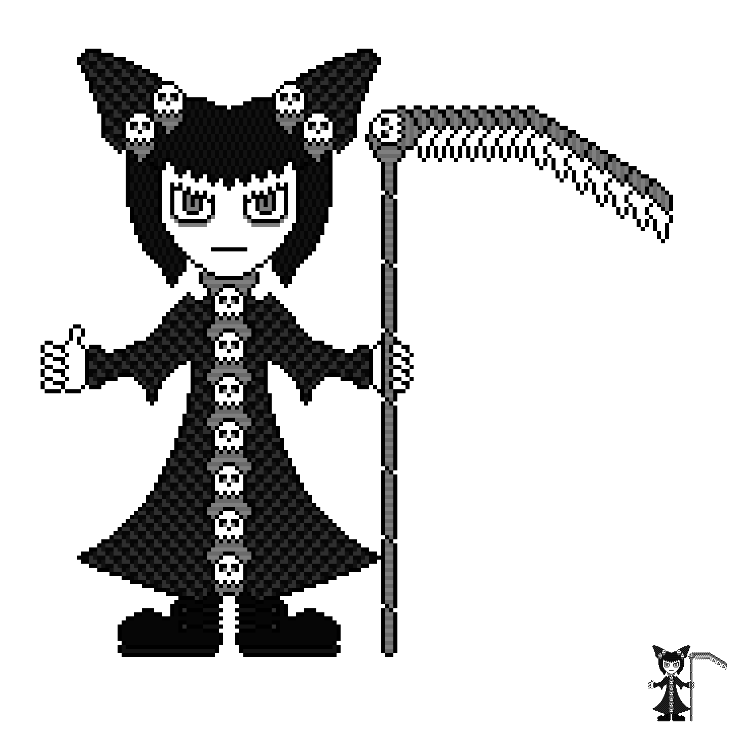 Goth Tamara v01 - Моё, Pixel Art, Арт, Original Character, Девушки, Смерть, Готы, Готика