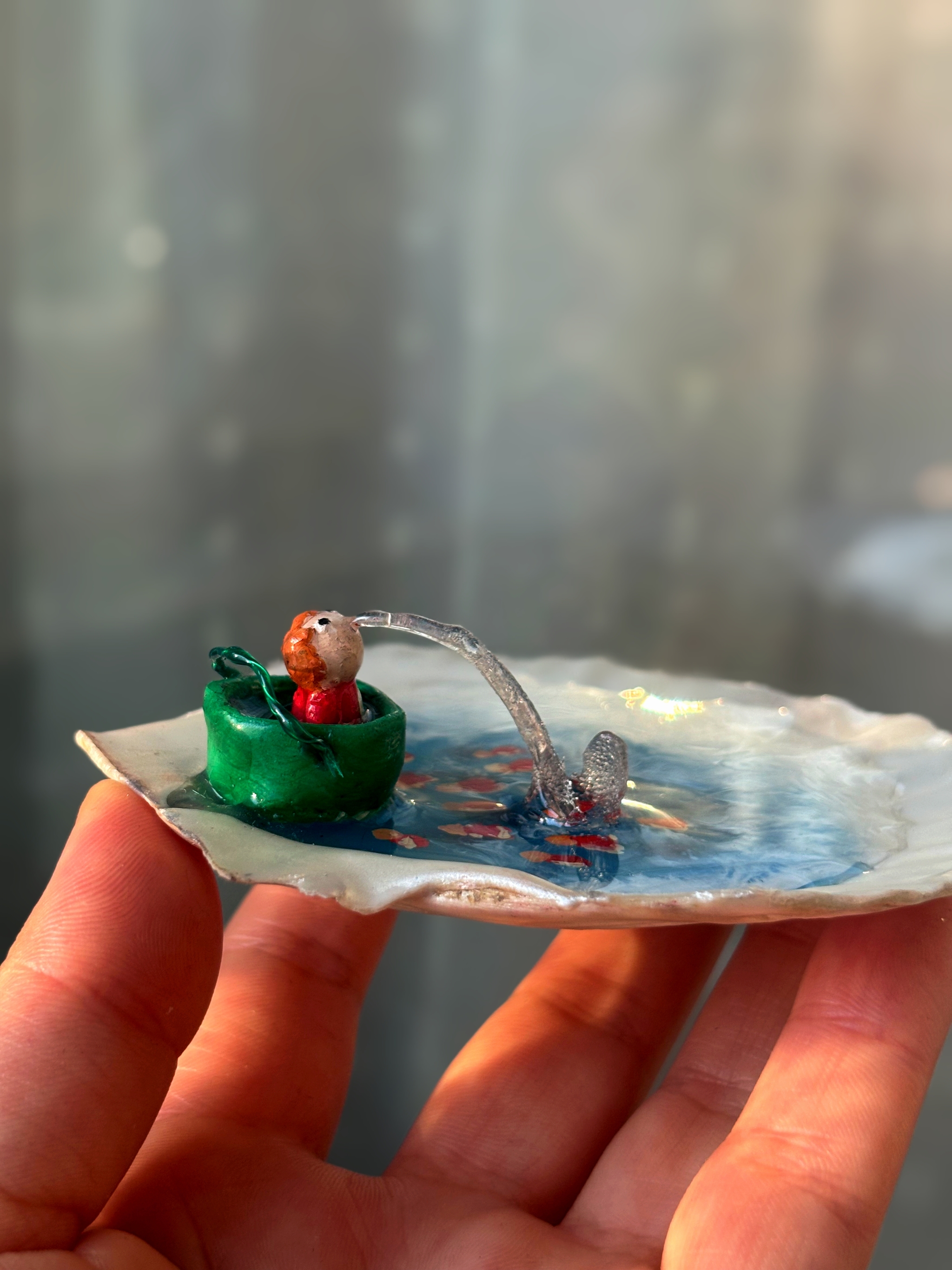 Ponyo on the Cliff - My, Anime, Ponyo fish on a cliff, Studio ghibli, Polymer clay, Resin, Needlework, Needlework without process, Handmade, Diorama, Figurines, Longpost