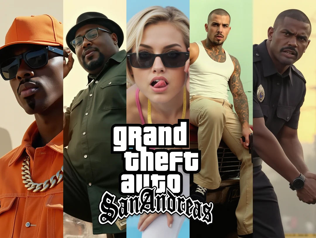 GTA San Andreas characters in reality from neural network, part 2 - My, Нейронные сети, Artificial Intelligence, Neural network art, Art, Stable diffusion, Longpost